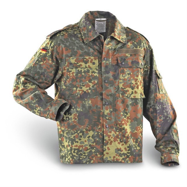 German Army Flecktarn Camo L/L field shirt/coat, Rare NOS cd.,free U.S. shipping
