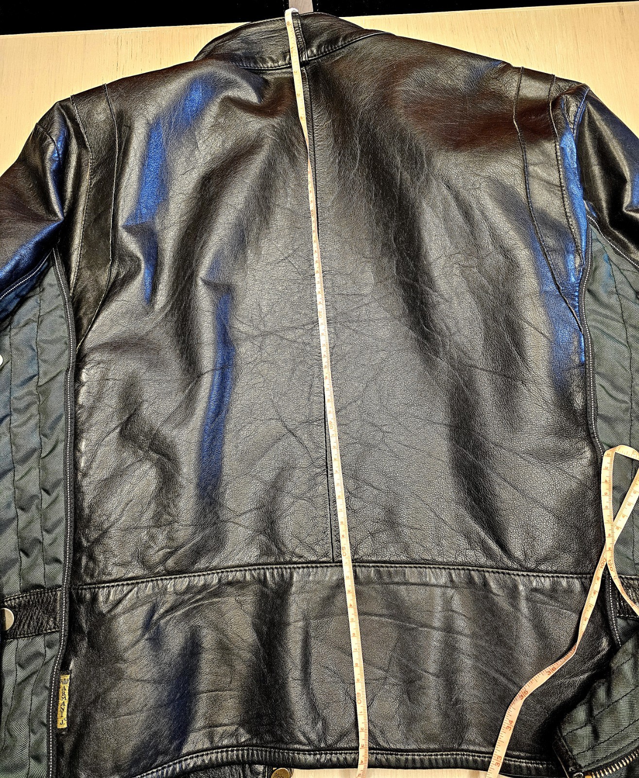 armani jeans men’s, black leather biker/army size XL, perfect condition