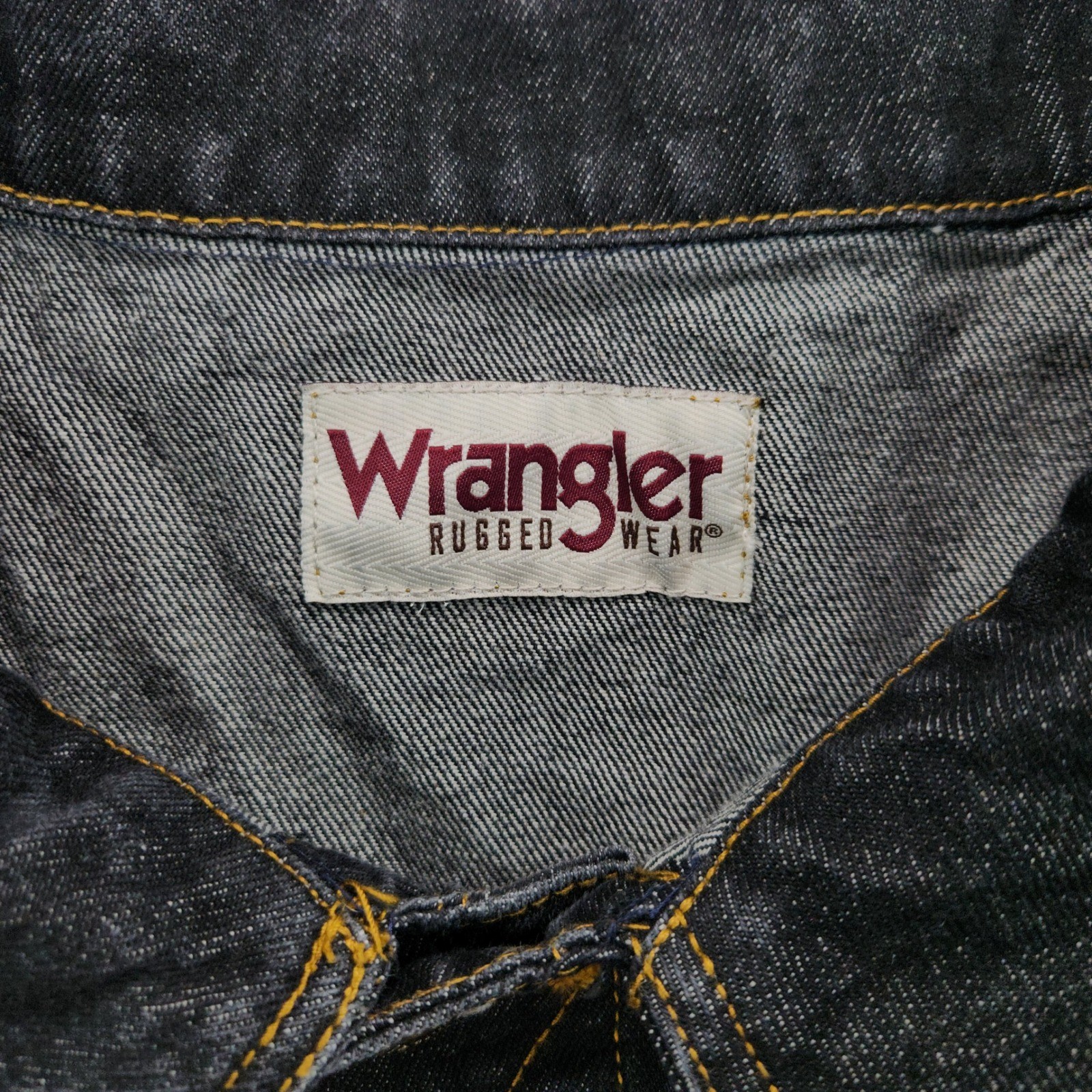 Vintage 90s Wrangler Rugged Wear Black Denim Trucker Jacket Men’s 3XL Excellent