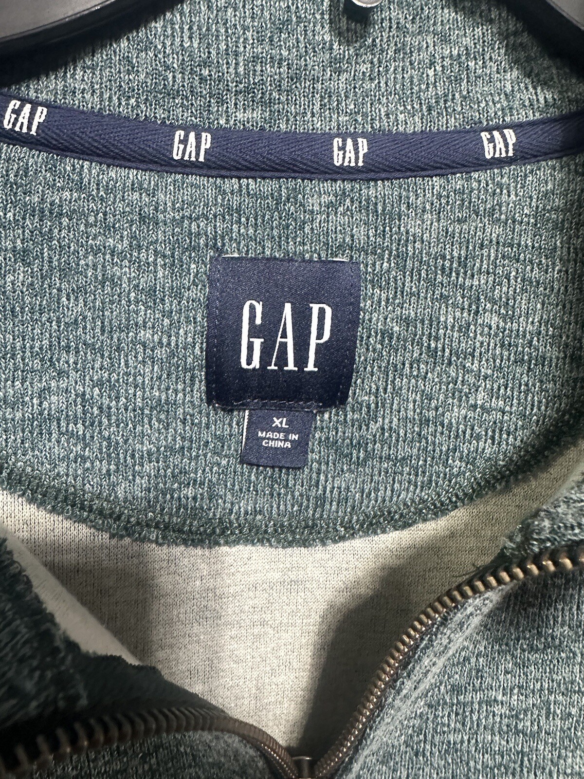 GAP Pull-Over 1/4 Zip Green XL Cotton/polyester