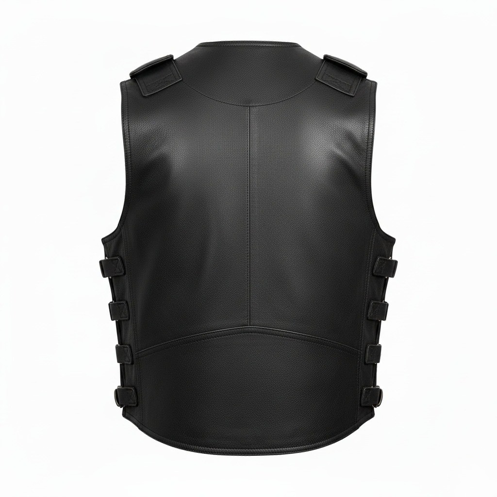 Men Bullet Proof style Leather Motorcycle Vest for bikers Tactical waistcoat