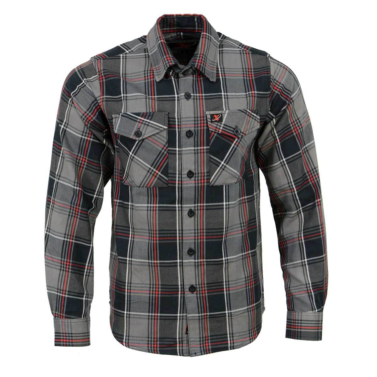 Milwaukee Leather Men’s Black and Grey with Red Long Sleeve Cotton Flannel Shirt