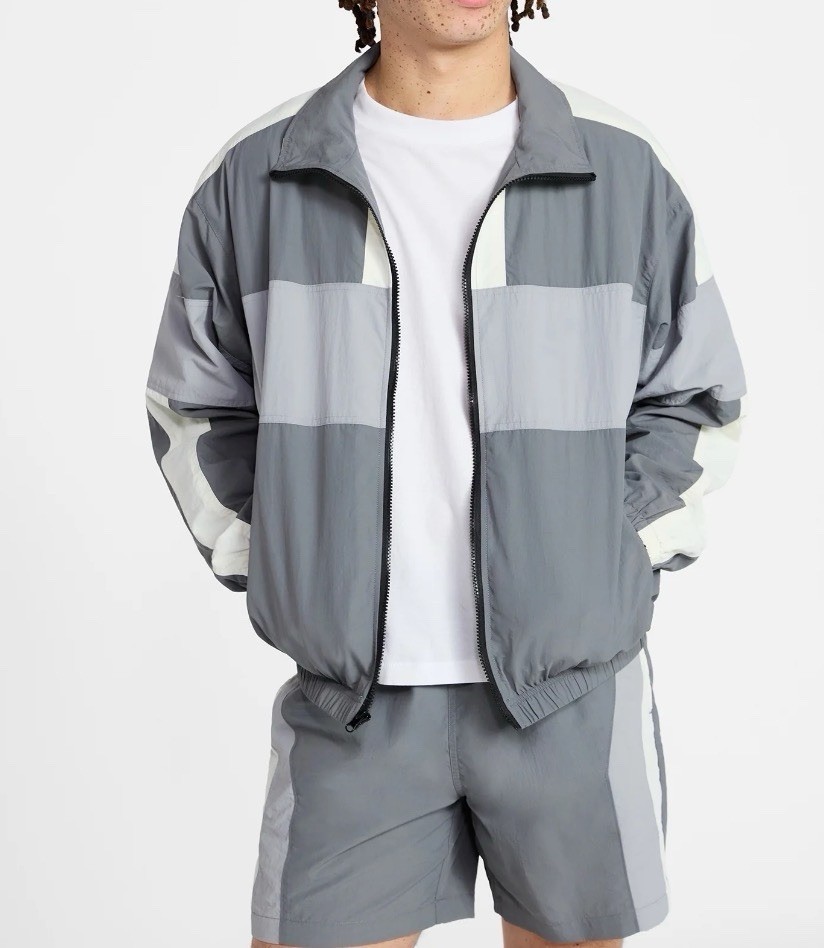 No Boundaries Men’s Long Sleeve Windbreaker Nylon Jacket M-2XL Zinc, Grey Shadow