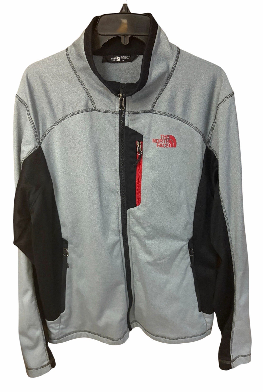 The North Face Mens Full Zip Cinder Soft Shell Jacket Coat Gray Black Red Large