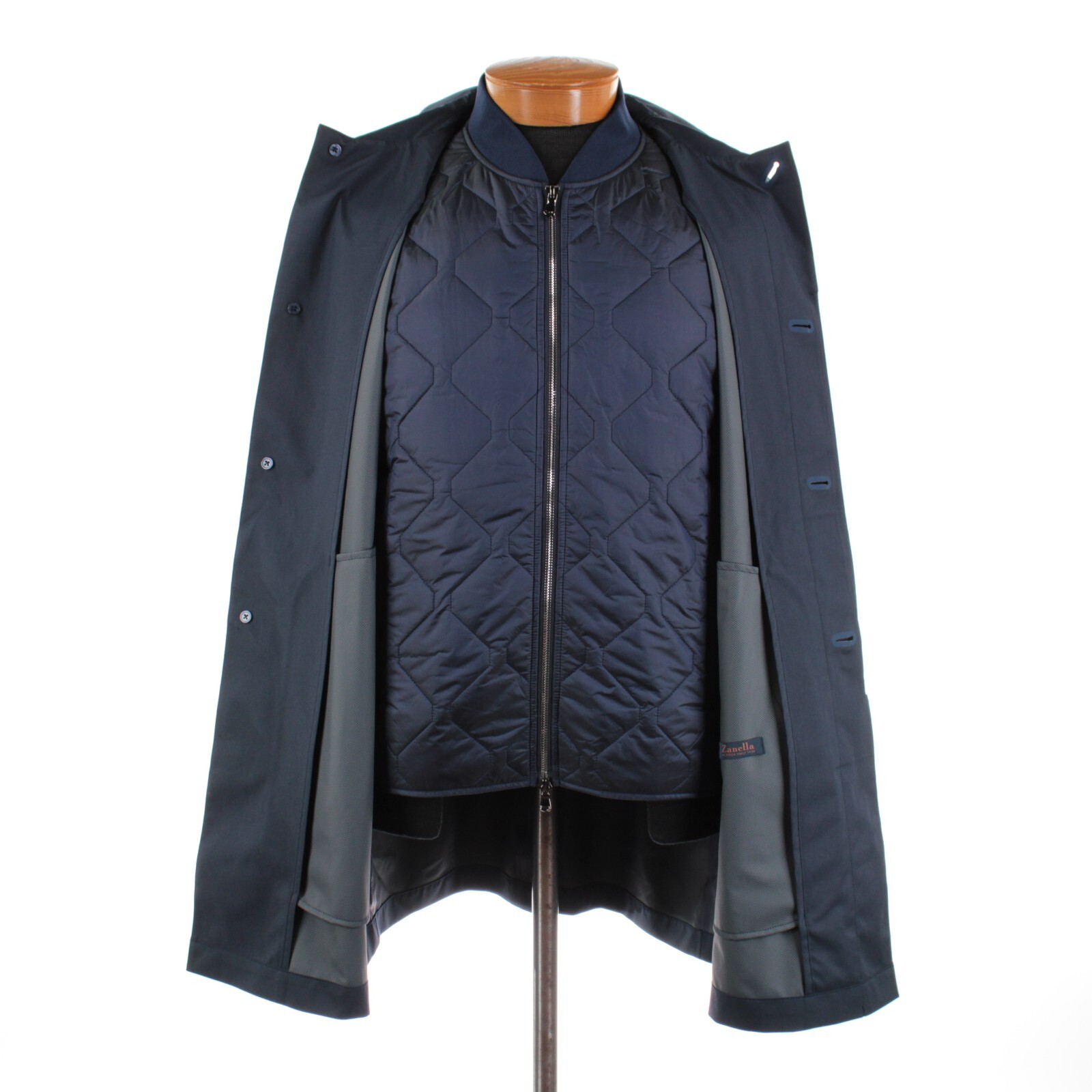Zanella NWT 100% Polyester Rain Coat w/ Removable Vest Size XL US In Solid Navy