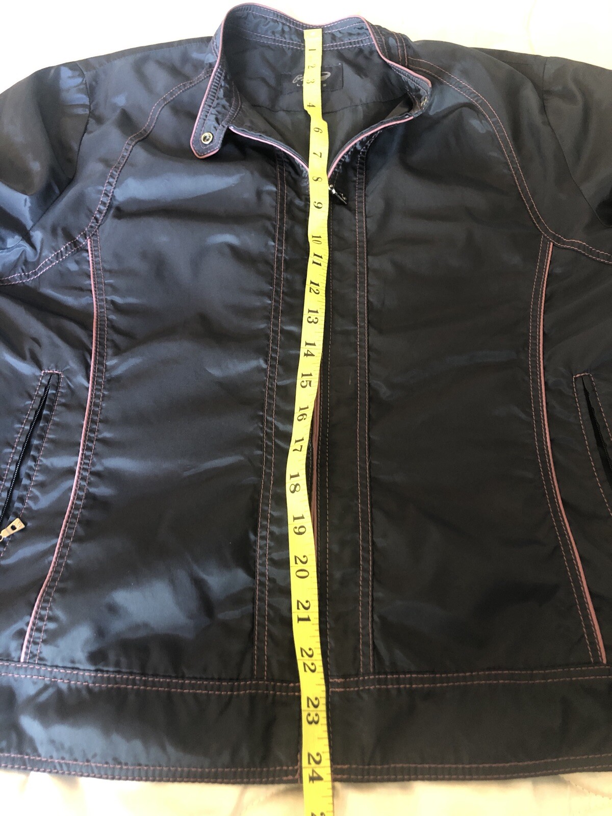 Crocodile Ladies 105cm (Large?) Blue Windbreaker Zip Jacket WPurple Stitching