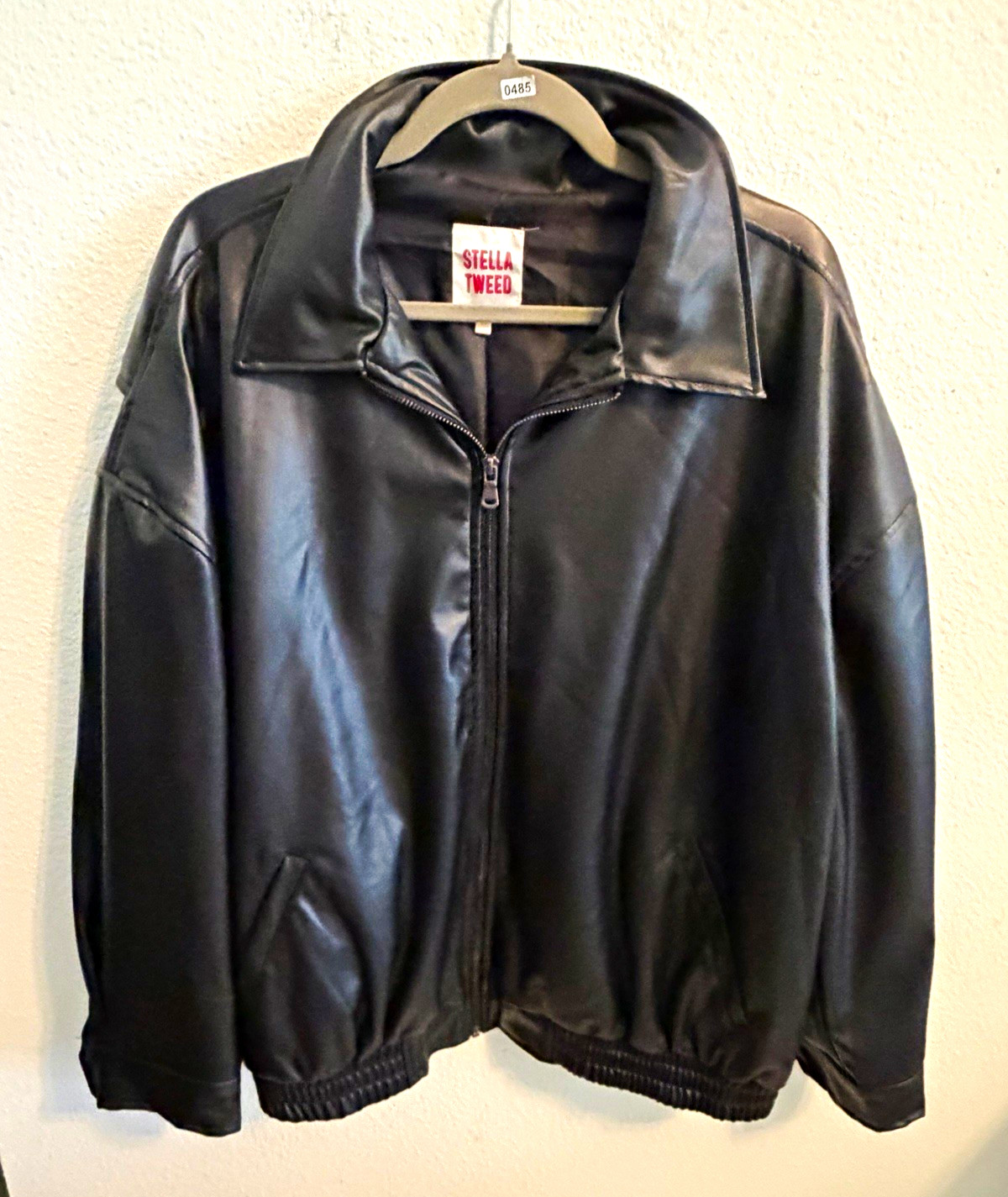 Stella Tweed Men’s Black Full Zip Bomber Jacket Spread Collar Sz XL