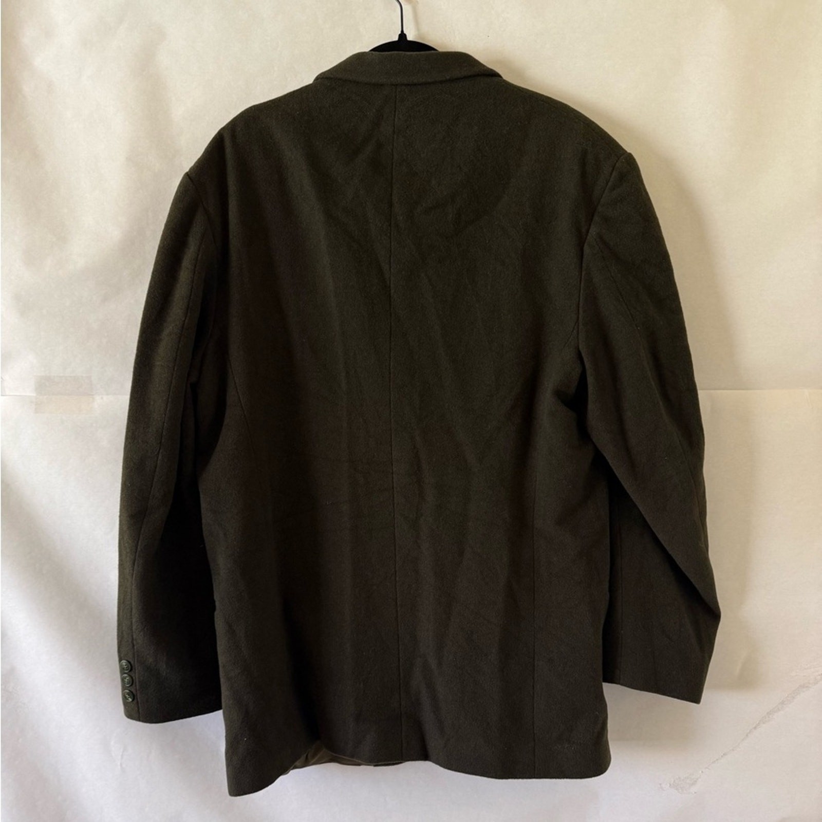 Domani Uomo Wool Cashmere Blazer Size XL Sport Coat Olive Green Italy Academia