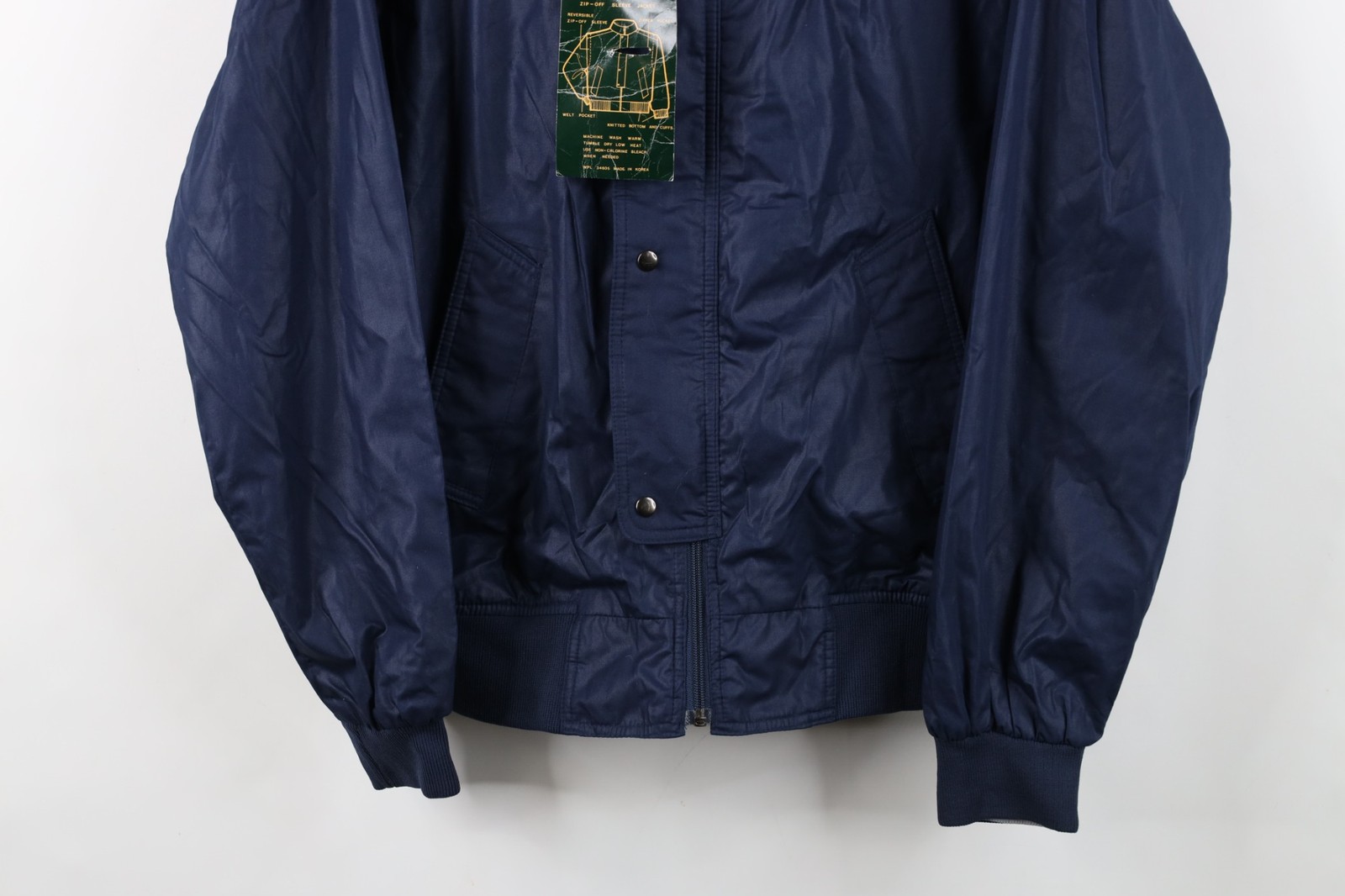 Deadstock Vintage 80s 90s Streetwear Mens Medium Zip Off Bomber Jacket Vest Blue