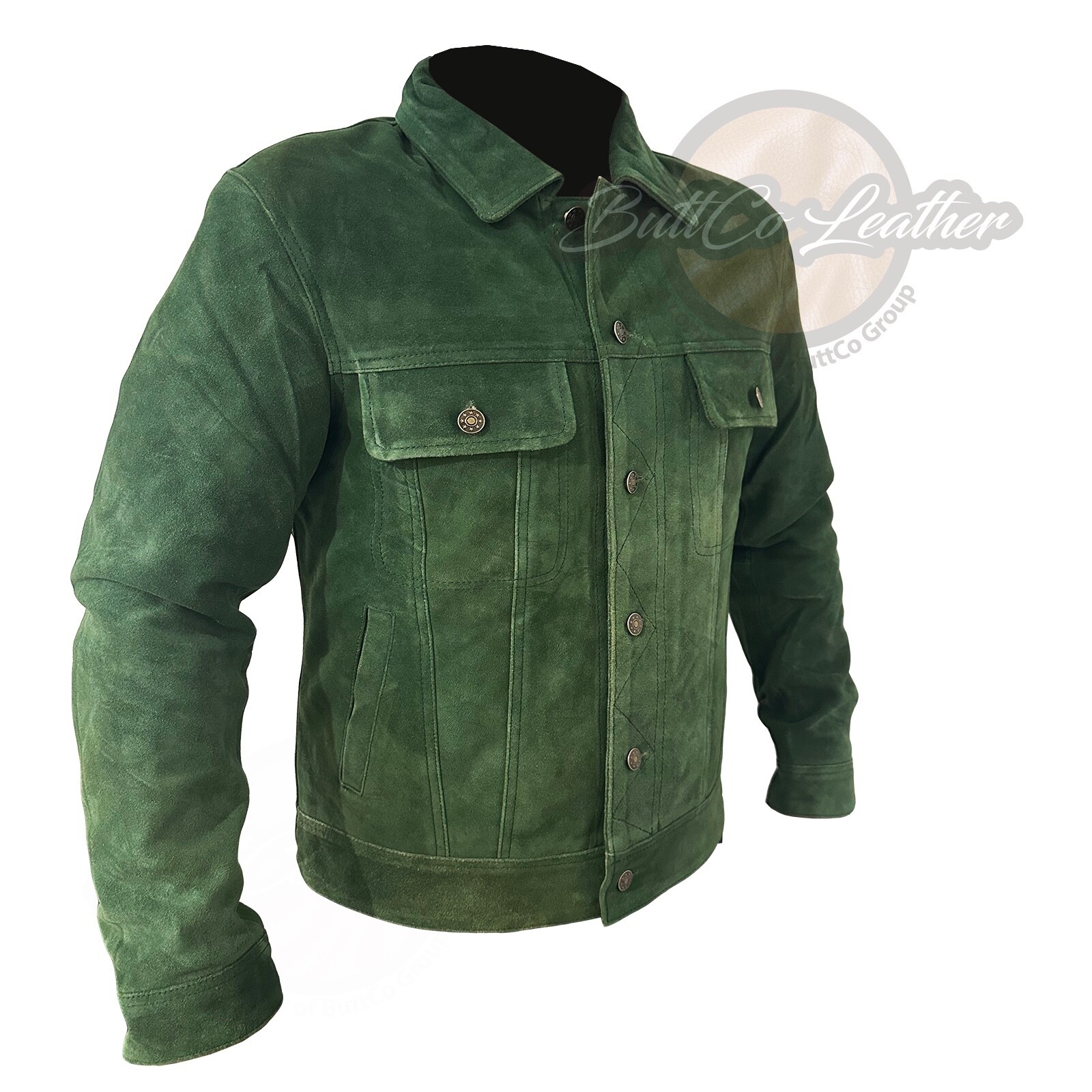 Mens Real Suede Leather Trucker Shirt Classic Motorcycle Bomber Jacket UK Seller