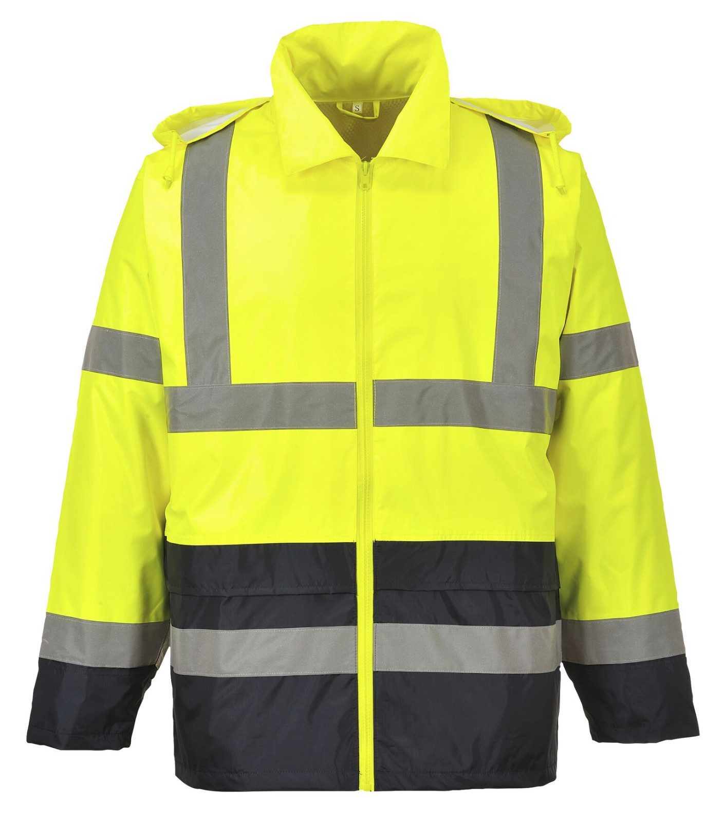 Hi Vis Rain Jacket Reflective Tape Hood Waterproof ANSI, Reflective Coat, S-7XL