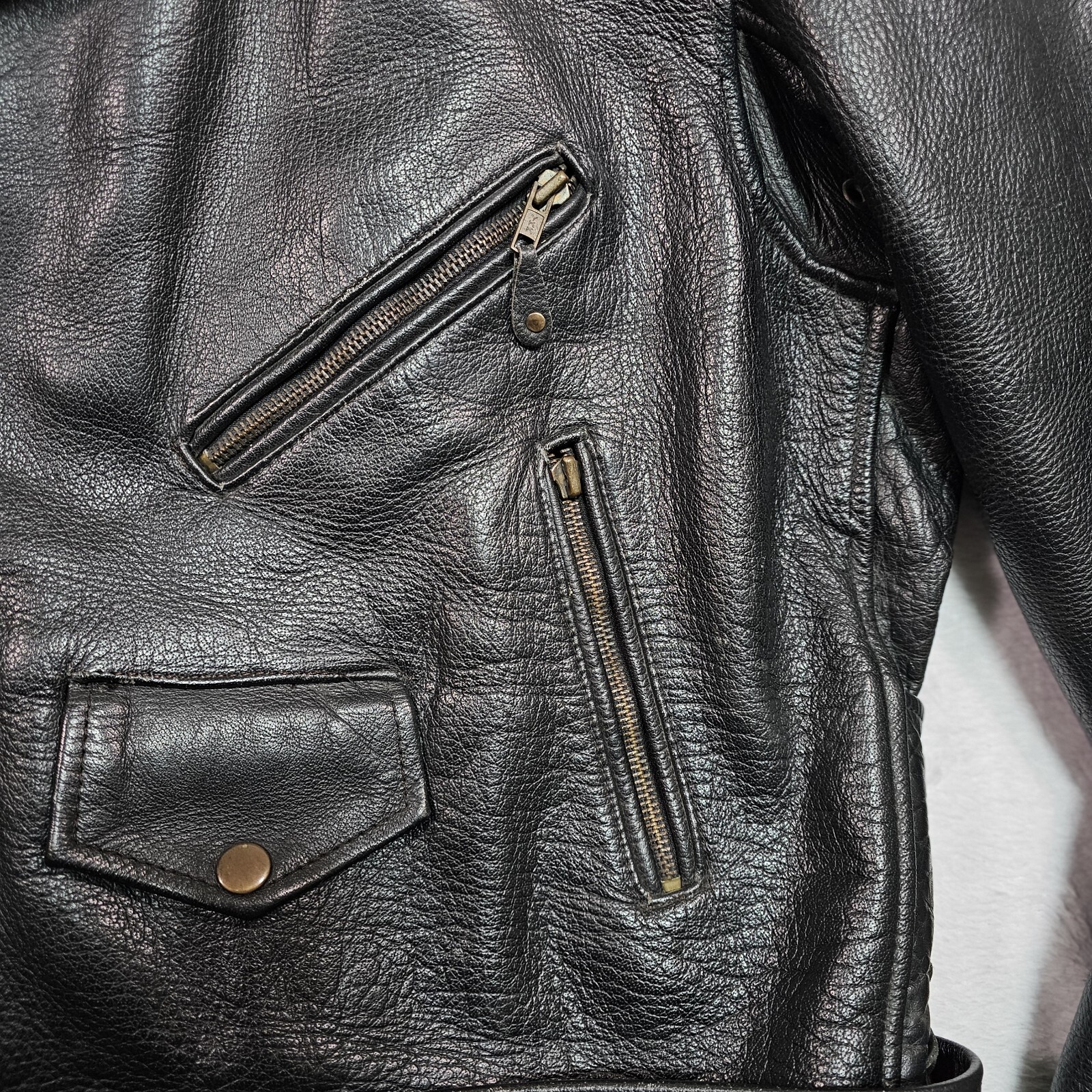 Vtg Harley Davidson Leather Jacket Mens 46 XL Shovelhead Lace Full Zip Biker