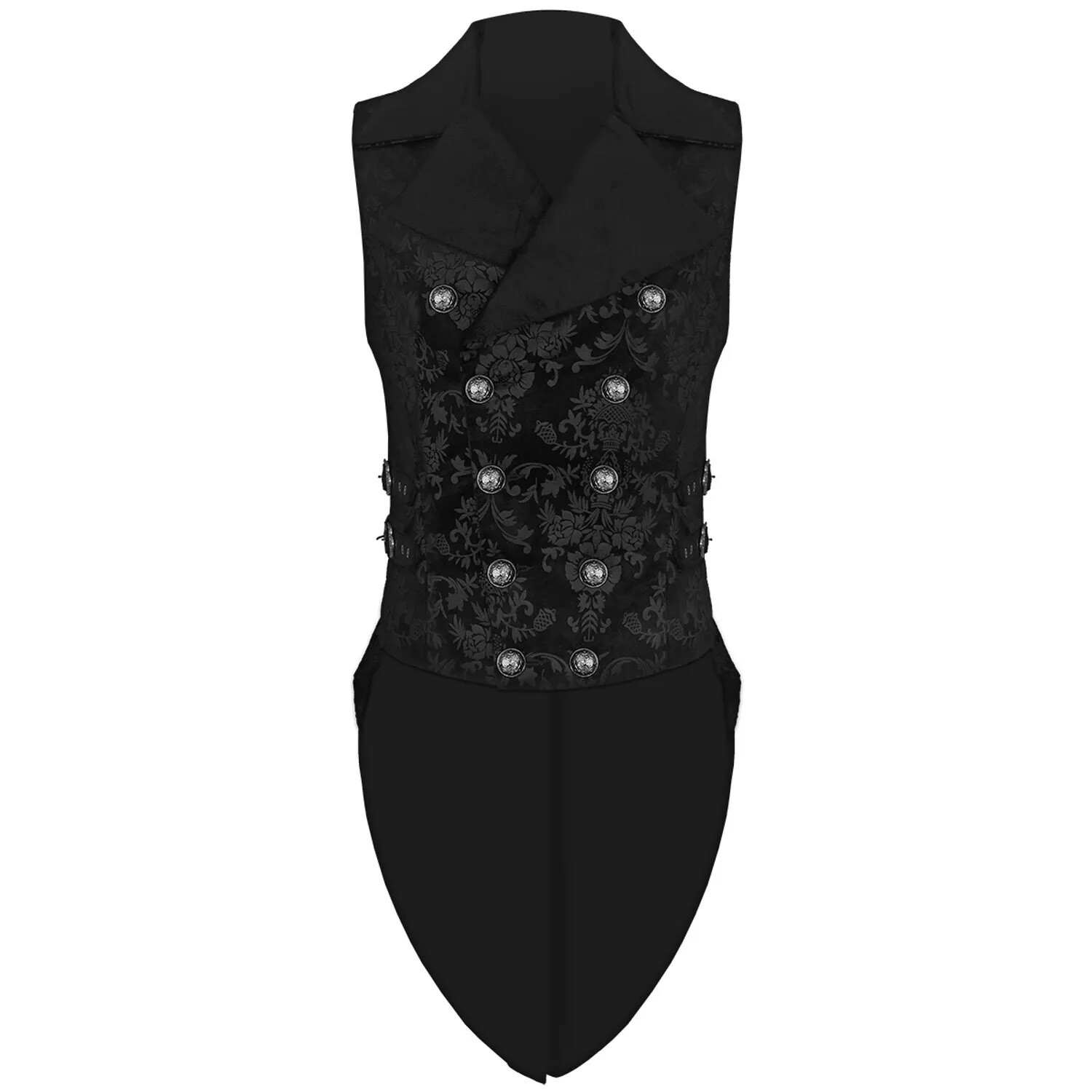 Men’s Gothic Victorian Silver Brocade Waistcoat Vest Jacquard Tuxedo Tailcoat