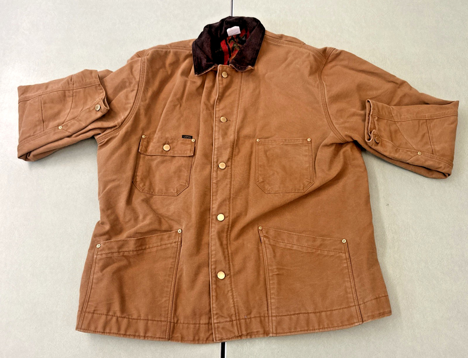 Vintage Lapco Canvas Southwestern Blanket Lined Chore Work Jacket Made USA 48R