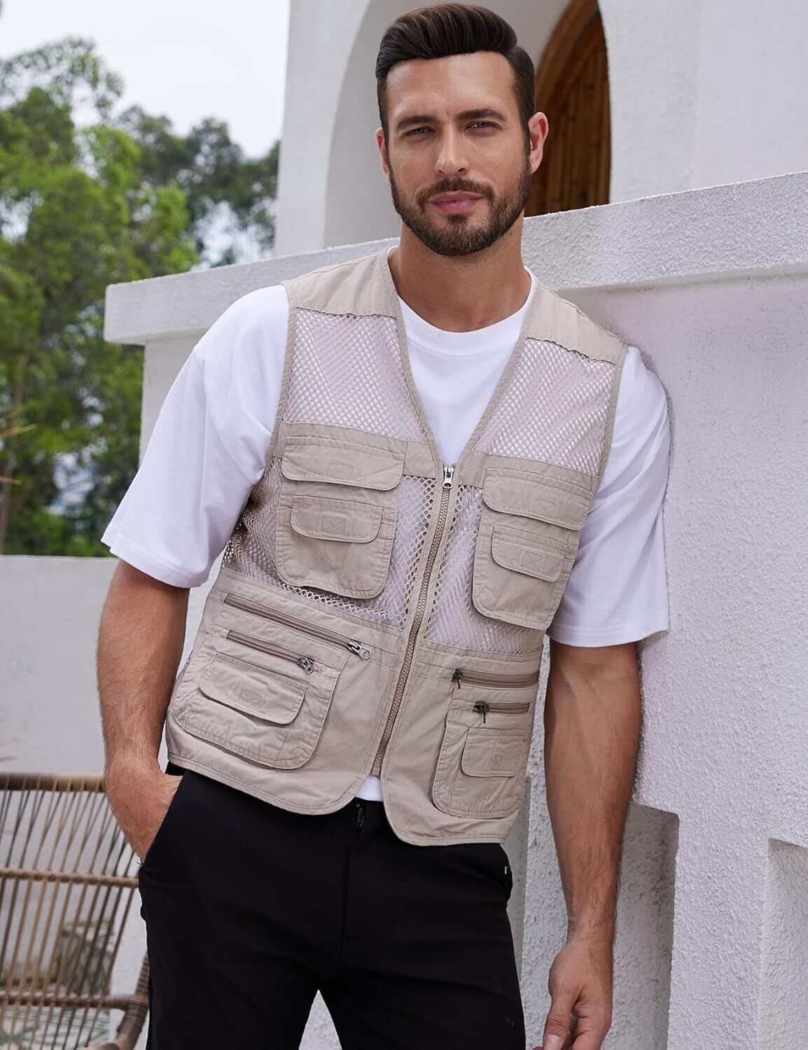 Men’s Utility Vest Fishing Safari Vest Summer Travel Vest with Pockets