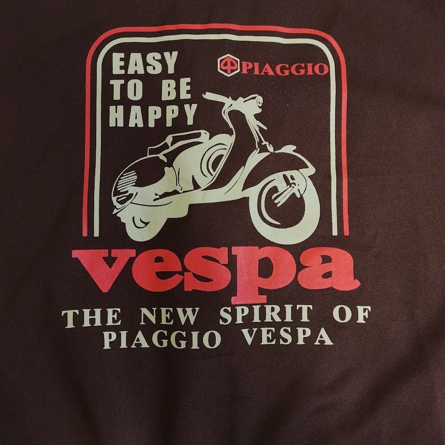 Vespa Piaggio Scooter Hoodie Hooded Sweat Jacket With Zip Brown Size M
