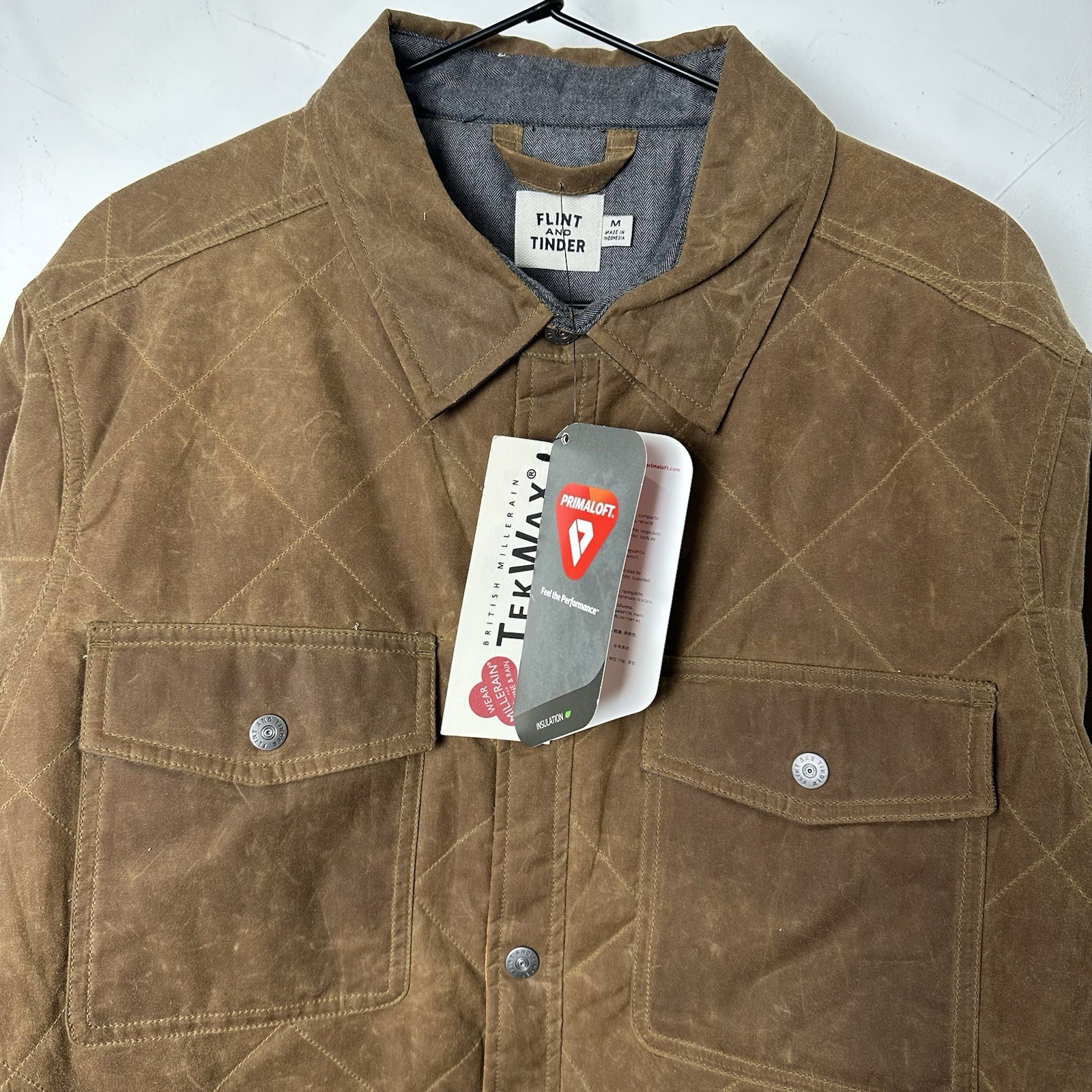 Flint And Tinder Quilted Waxed Shirt Jacket Medium Brown Huckberry Brown NWT