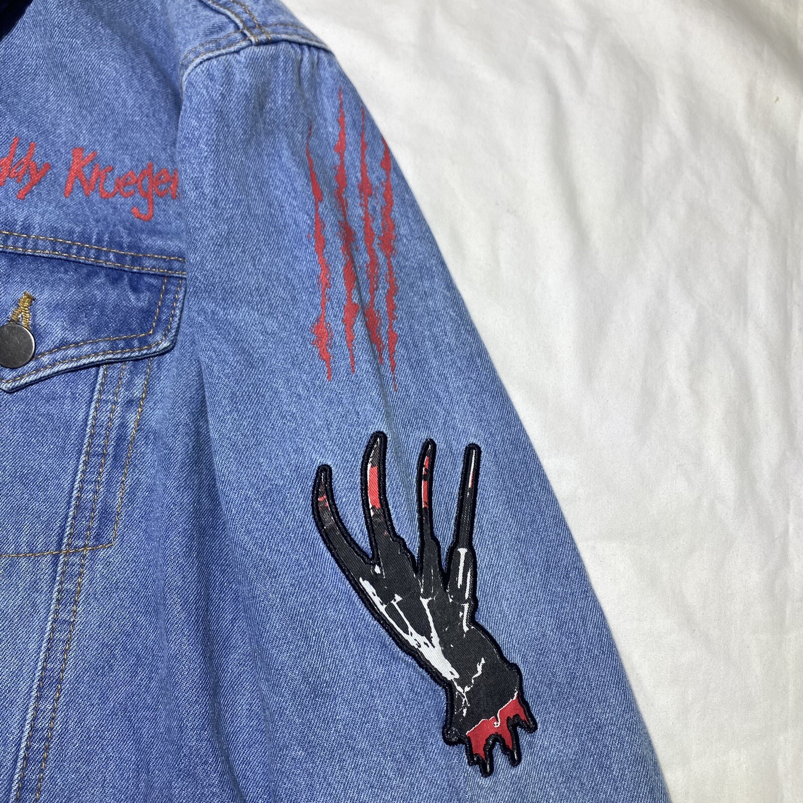 Freddy VS Jason Unisex Adults Blue Denim Jean Jacket Horror Size Medium