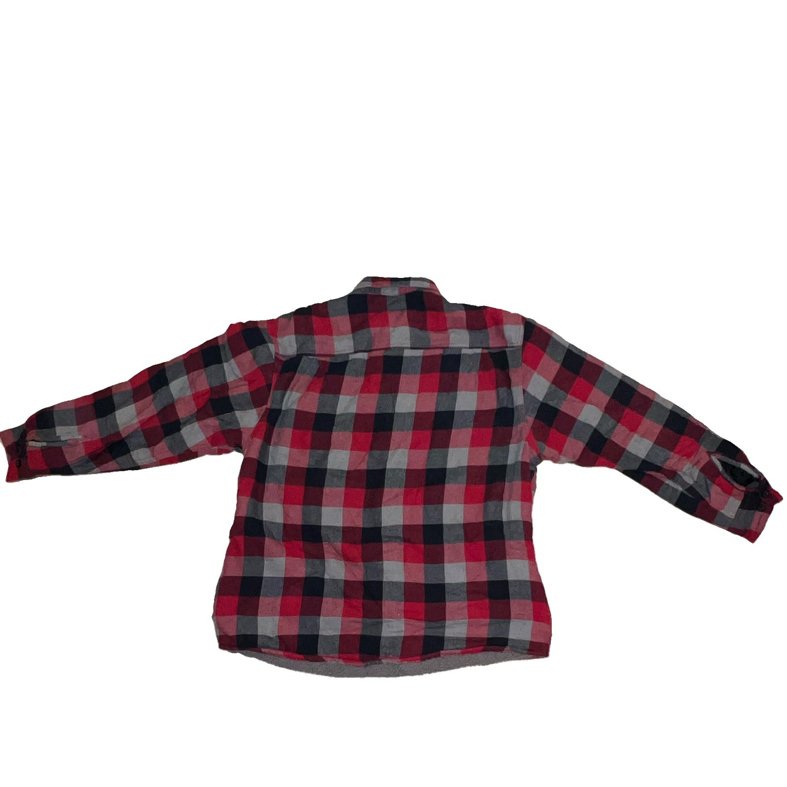 Wrangler Men’s Sherpa Lined Plaid Shacket Jacket Red Black Gray Size L