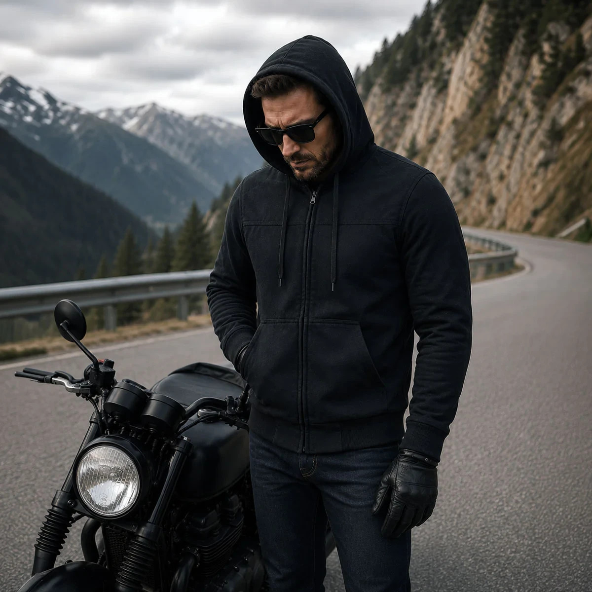 Milwaukee Leather 1788 Men’s CE Approved Armored Riding Hoodie Sweater w/Aramid