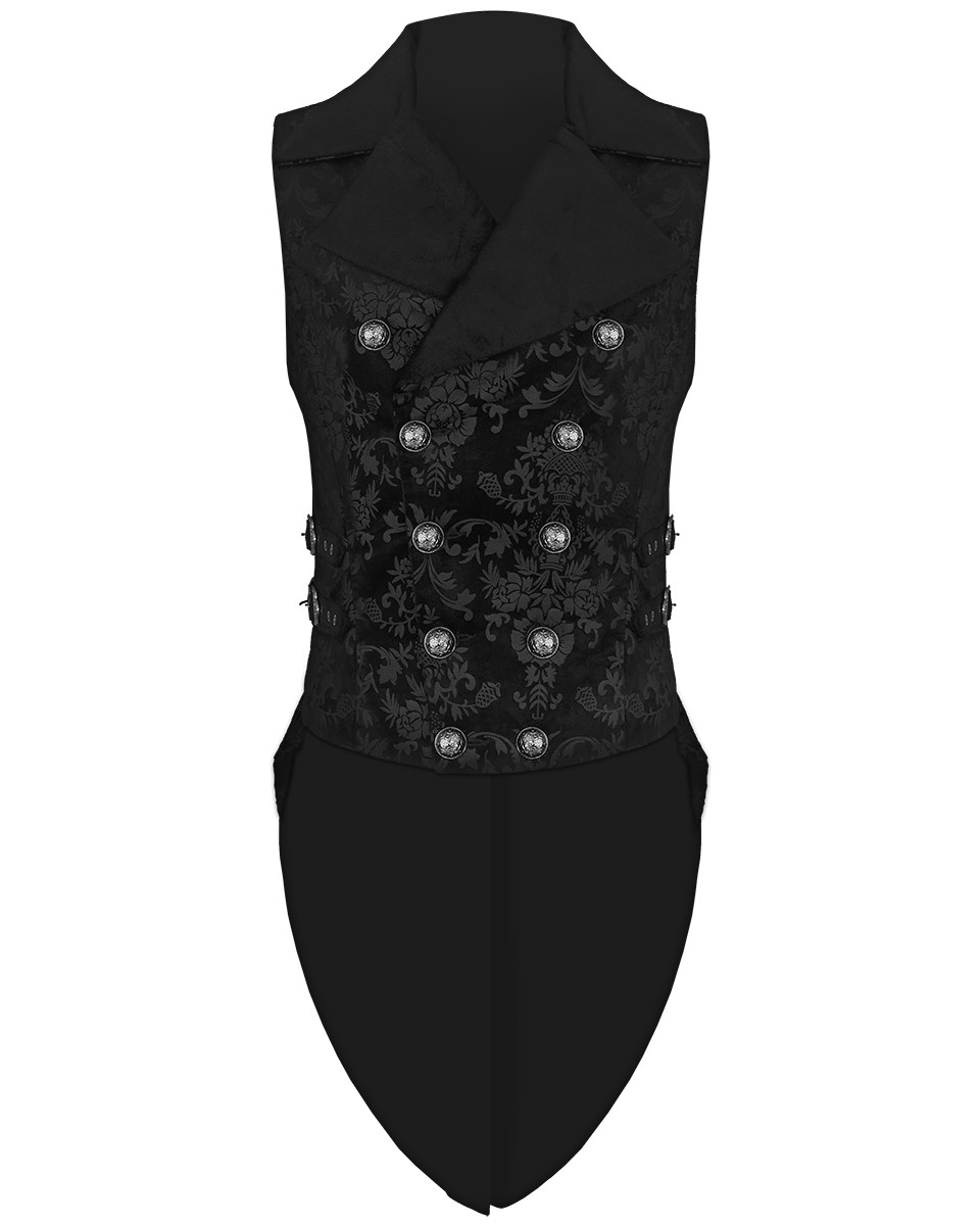 PUNKRAVE BLACK GOTH DARK PRINTING TAILCOAT VAMPIRE VINTAGE WAISTCOAT VEST Y-596