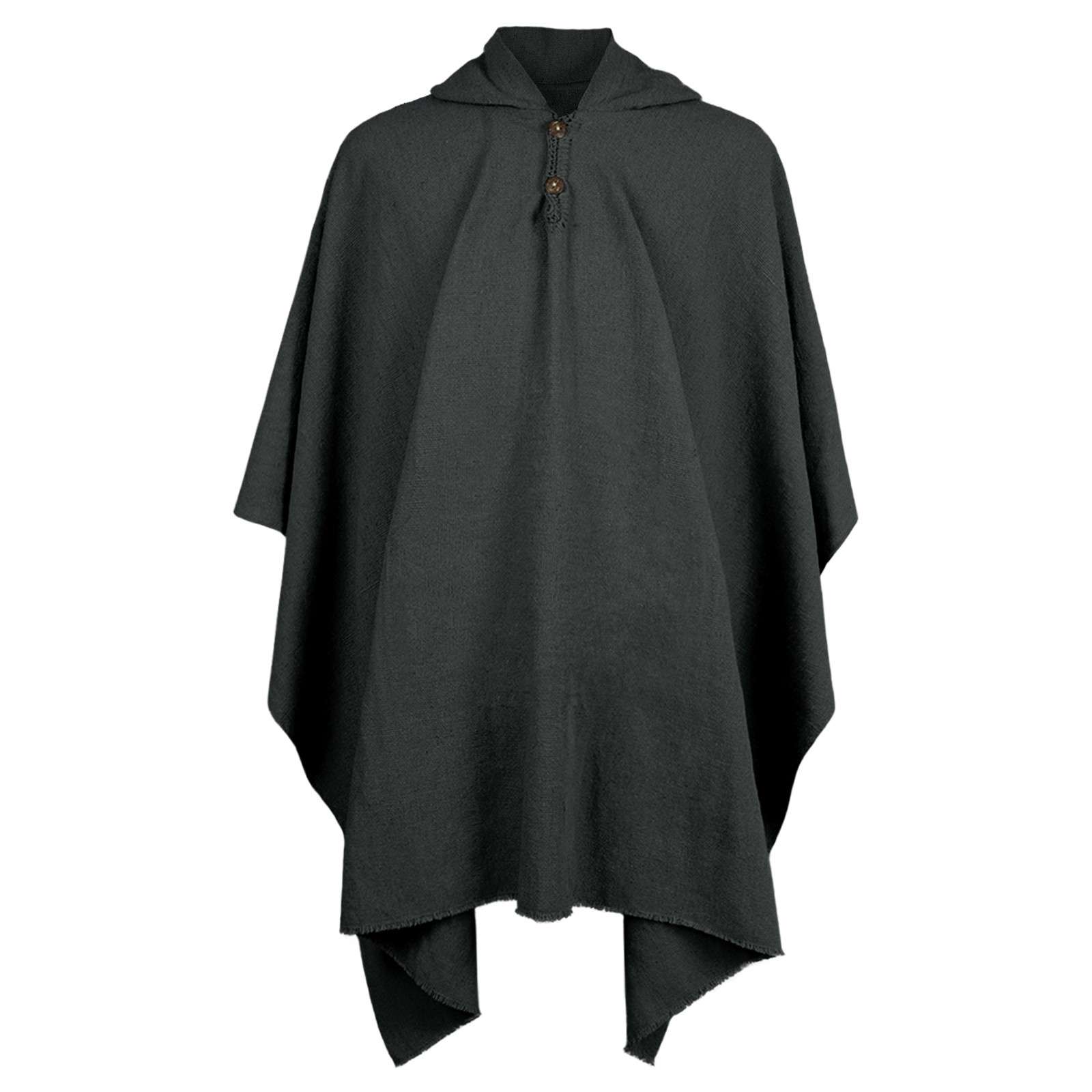 LLAMA WOOL UNISEX | MENS HOODED BLACK PONCHO CAPE CLOAK | ANDES HANDMADE WARM
