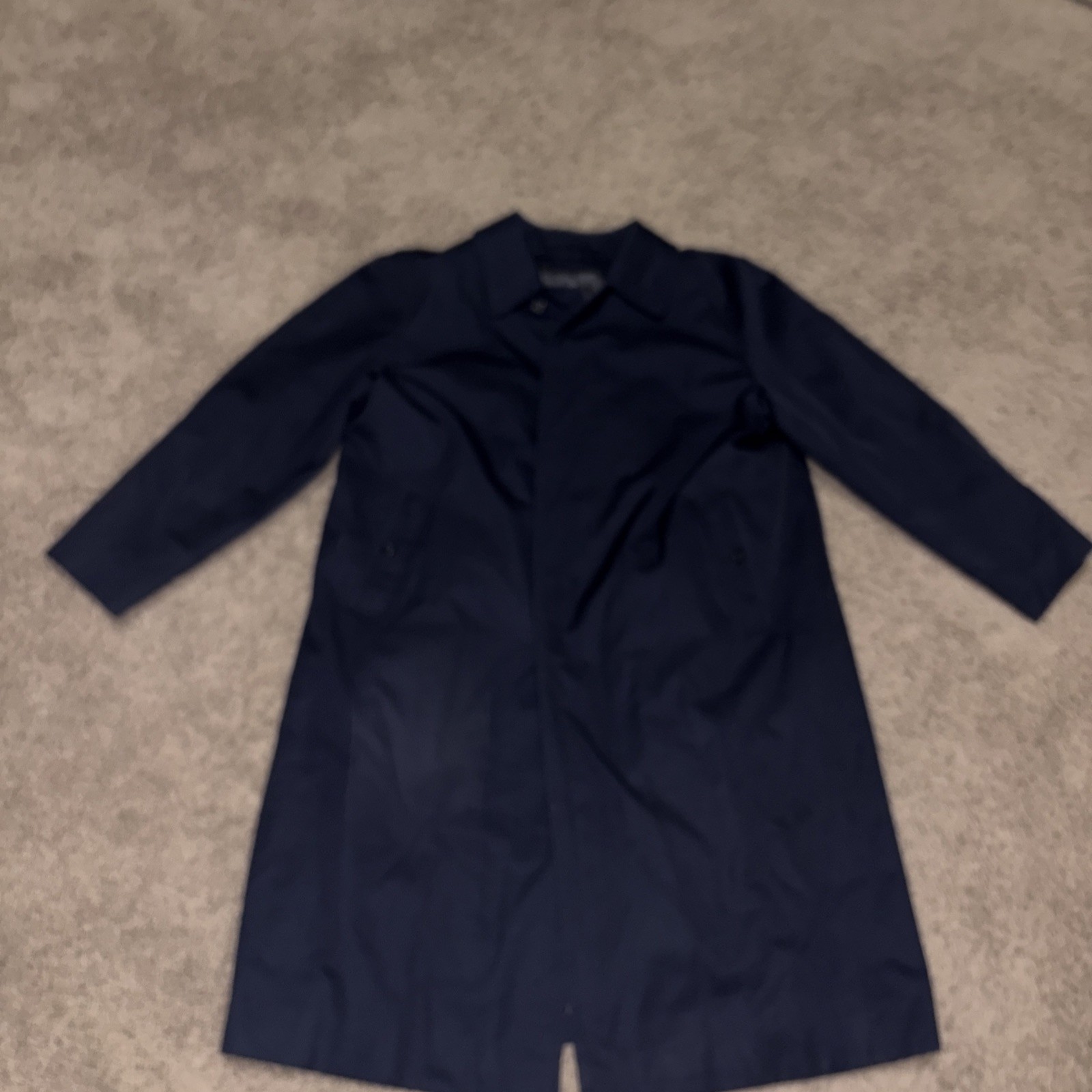 Burberry London Men’s Navy Blue Nova Check Lined Long Trench Coat Size 42R