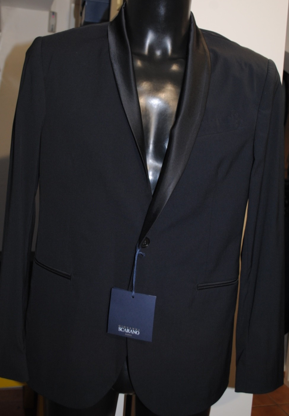 G.SCARANO NAPLES TAILORING TUXEDO BLACK 50 SLIM 840.00 FRESH WOOL + VI BLACK