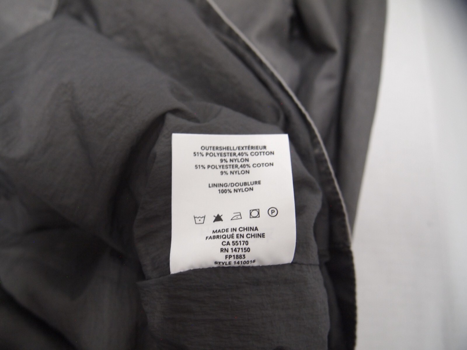 Frank & Oak Mens Jacket M Grey Full Zipper Hooded Drawstring Anorak #1410016