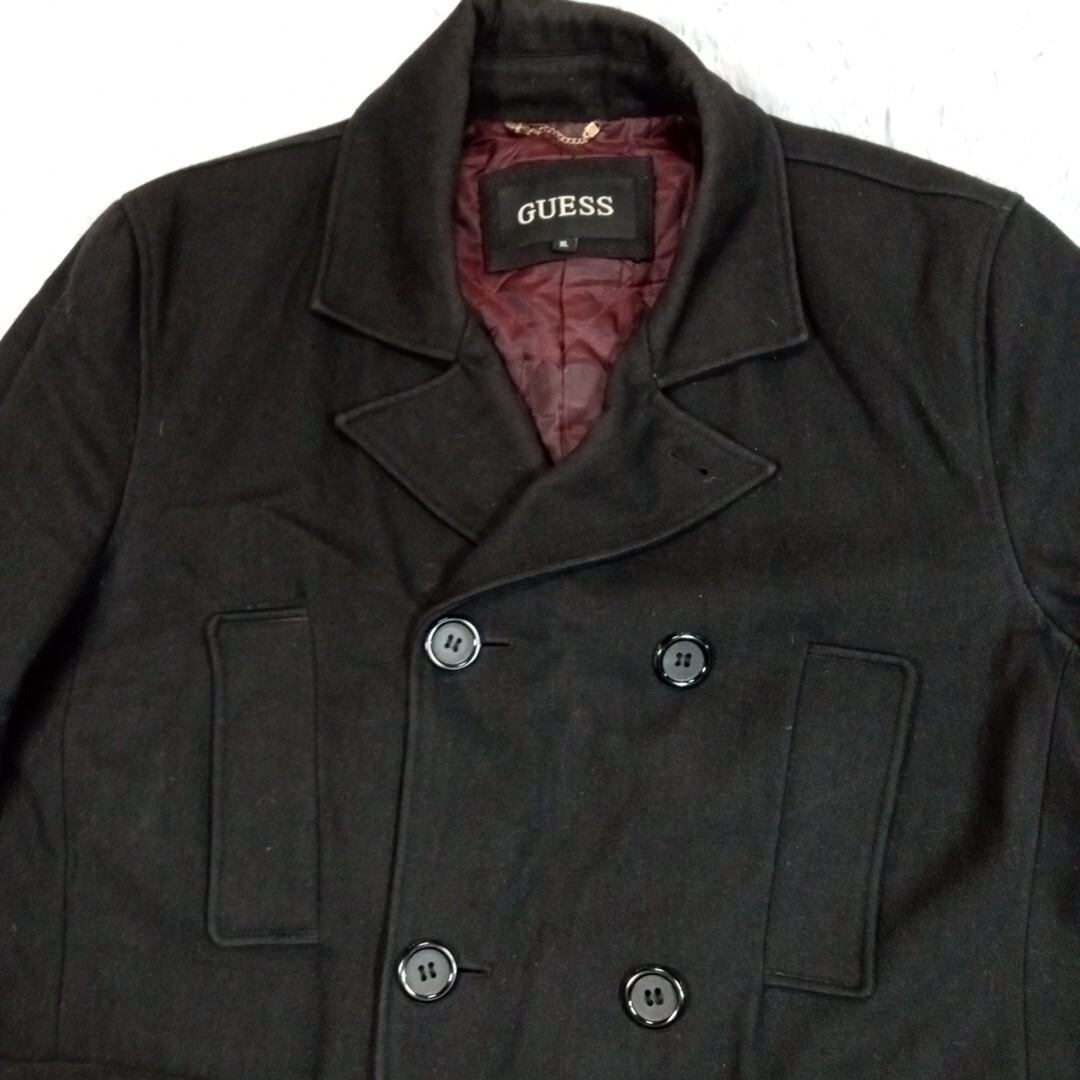 Guess Jacket Mens XL Black Wool Blend Coat Professional Business Career Banker