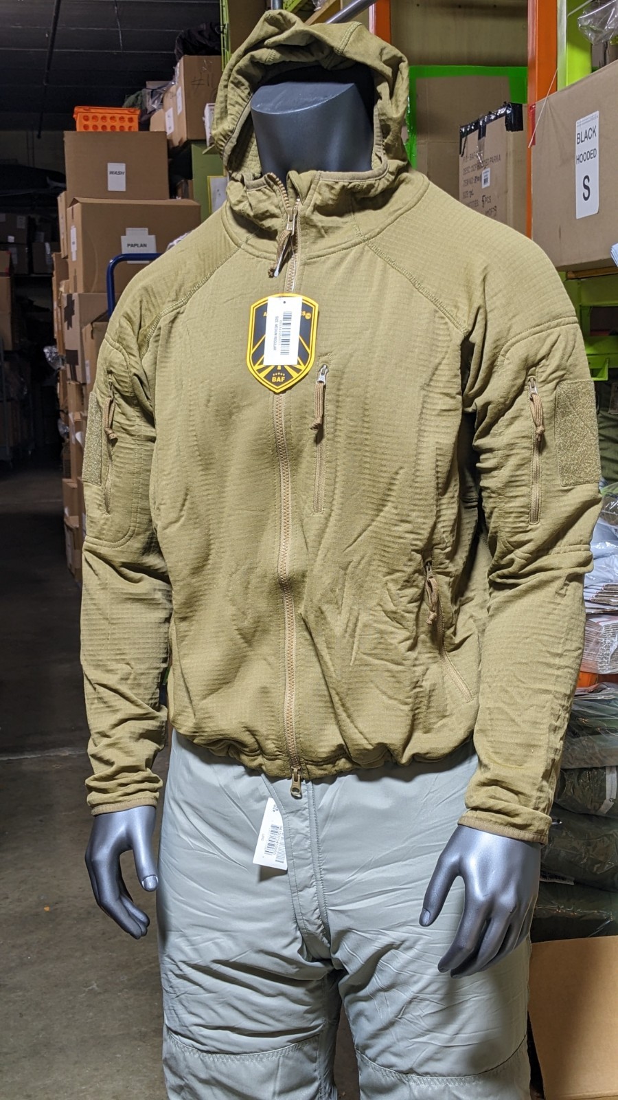 Cold Weather Grid Fleece Jacket Coyote Waffle Gen 3 USGI Style by BAF NEW w Hood