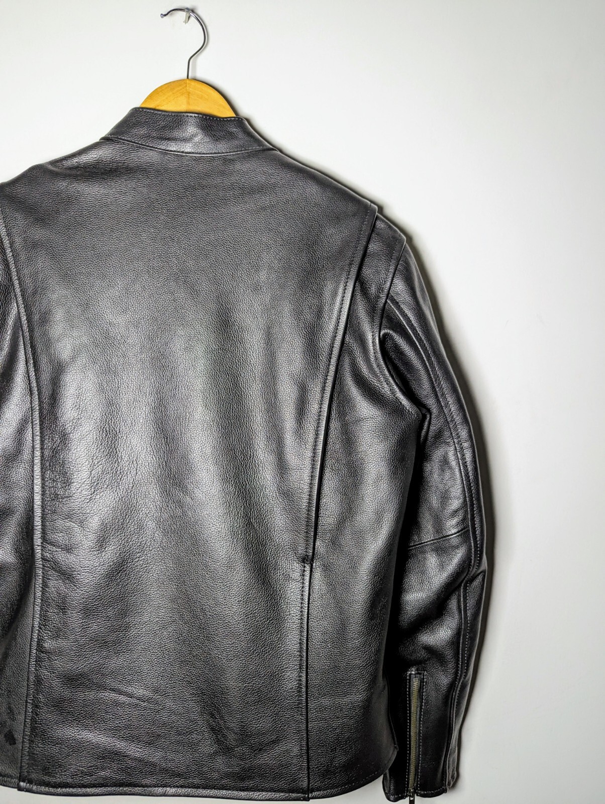 Men’s Genuine Matt Black Racing Leather Jacket Retro 90s Punk/Rock Striped Style