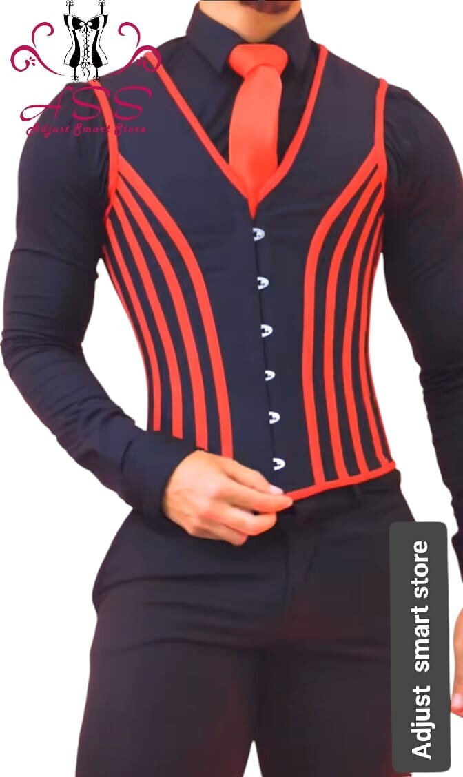 Men’s Corset Vest Vintage Tighten Abdomen Shaping Santa Christmass USA Top Vest