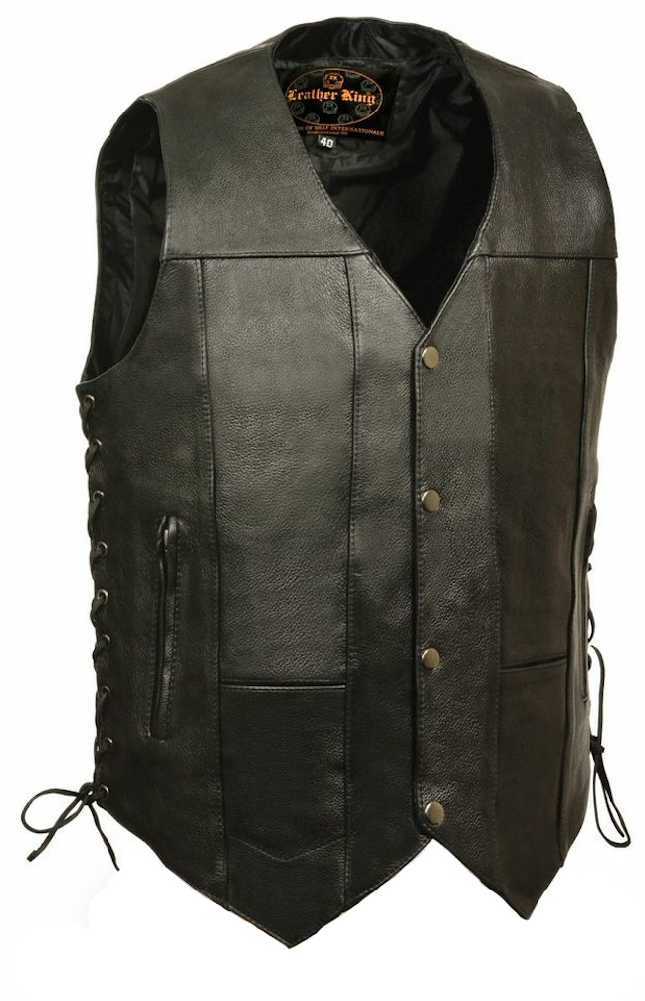 Leather King Men’s 10 Pocket Side Lace Vest SH1391