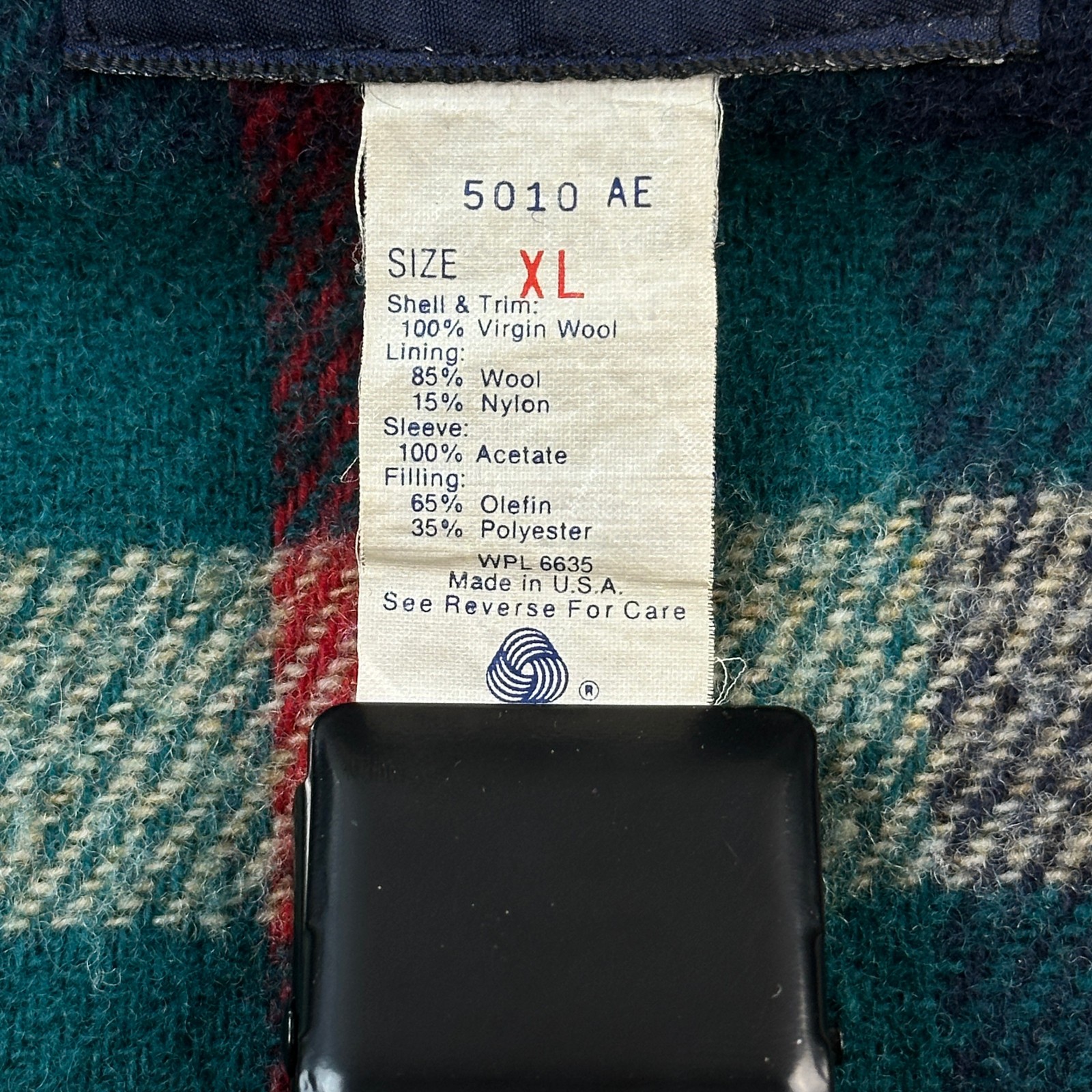 Vintage Woolrich Jacket Mens XL Green Wool Plaid Lined Full Zip Bomber USA 80s