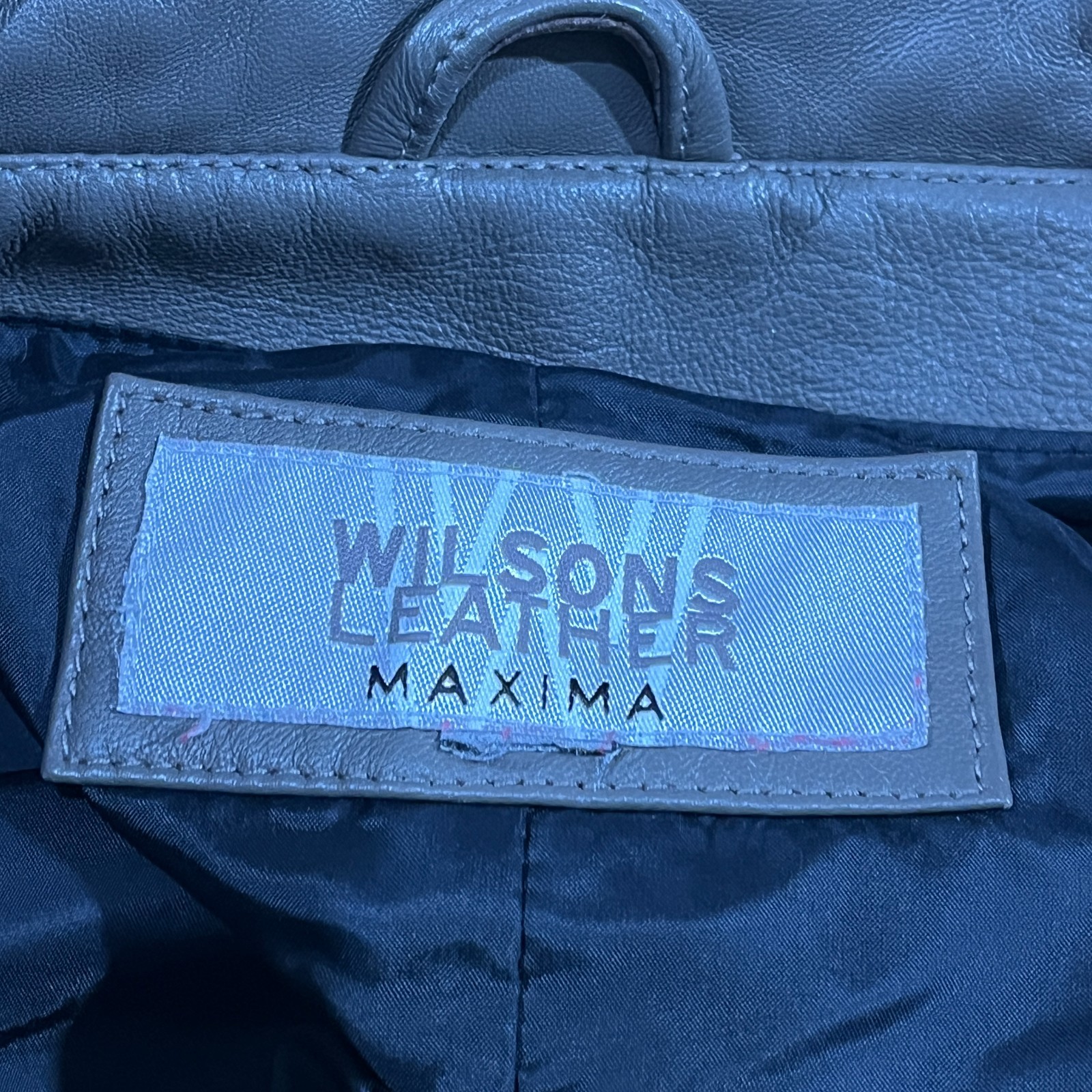 Wilsons Leather Maxima Trench Coat Mens M Olive Green Lined Notch Lapel Formal