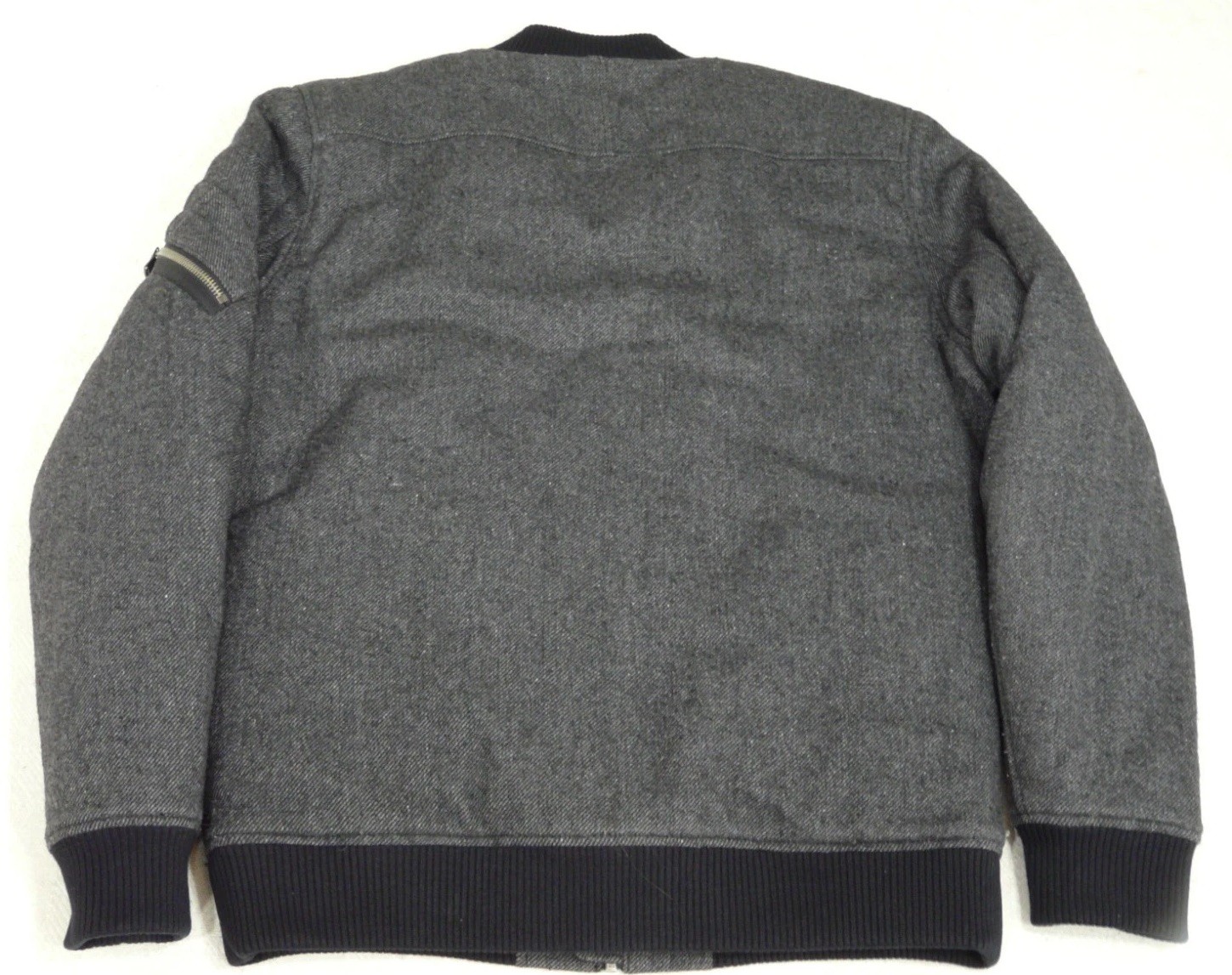 Calvin Klein Bomber Jacket Mens M Charcoal Gray Zip Pockets Ribbed Heavyweight