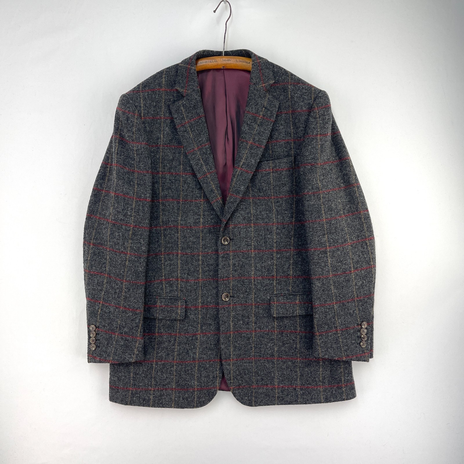 Samuel Windsor Blazer Mens 42R Grey Check Tweed Wool Country Sports Jacket Lined