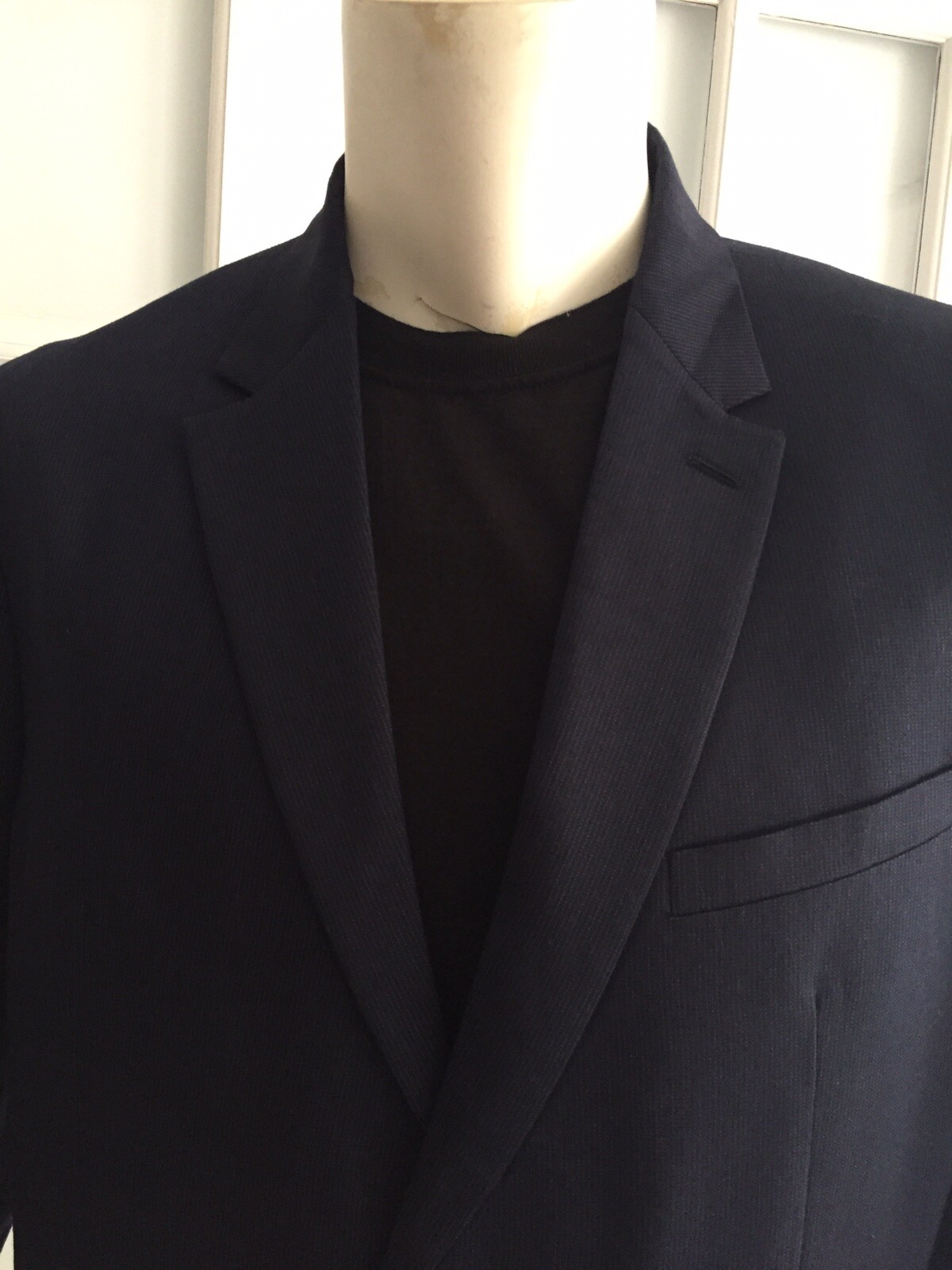 NEW ZARA MAN Navy Blue STRIPED SUIT JACKET BLAZER Long Sleeve Size 36 #B1211