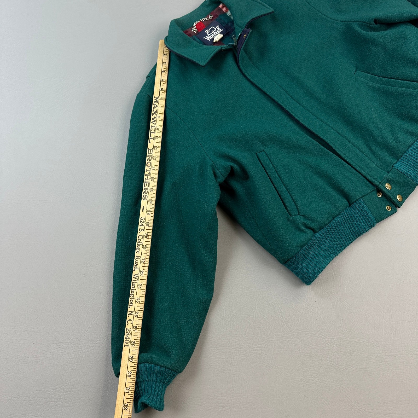 Vintage Woolrich Jacket Mens XL Green Wool Plaid Lined Full Zip Bomber USA 80s