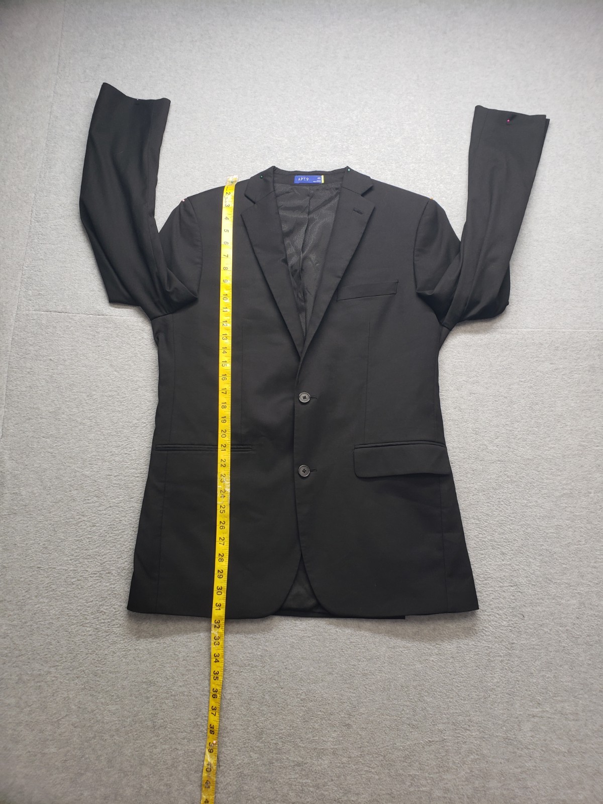 APT 9 Men Blazer Jacket 40L Black Single Breasted Notch Lapel Formal Business