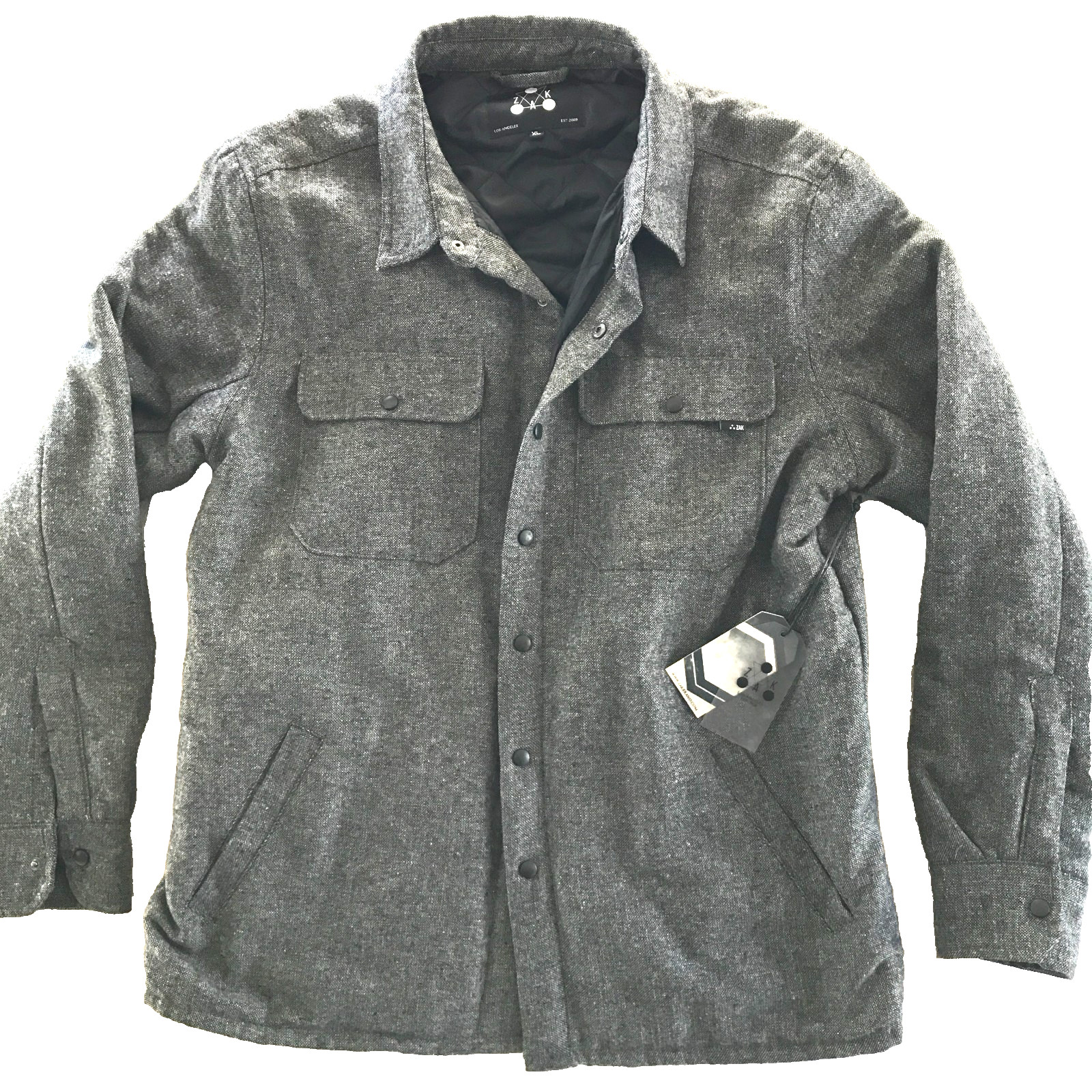 ZAK Los Angeles Dark Gray Snap Front Shacket Quilted Lining XL