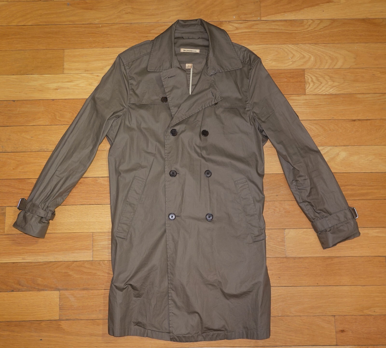 John Varvatos Modern Lightweight Trench Coat in Brown Size Small 100% Cotton