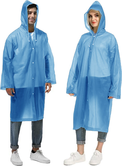 Unisex Adult Waterproof Raincoat Rain Coat Hooded Trench Jacket Outdoor Hiking