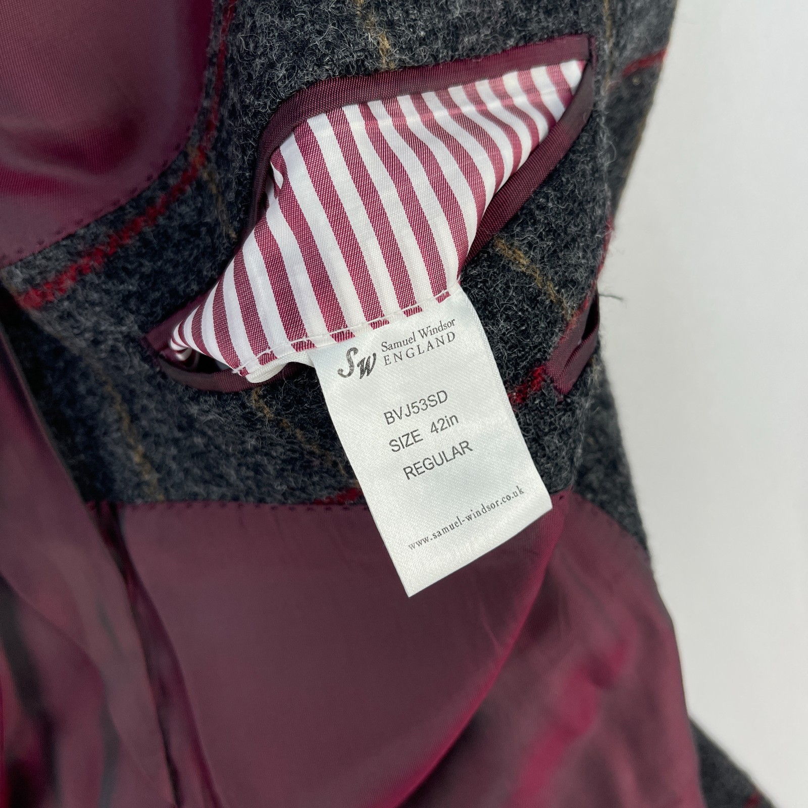 Samuel Windsor Blazer Mens 42R Grey Check Tweed Wool Country Sports Jacket Lined