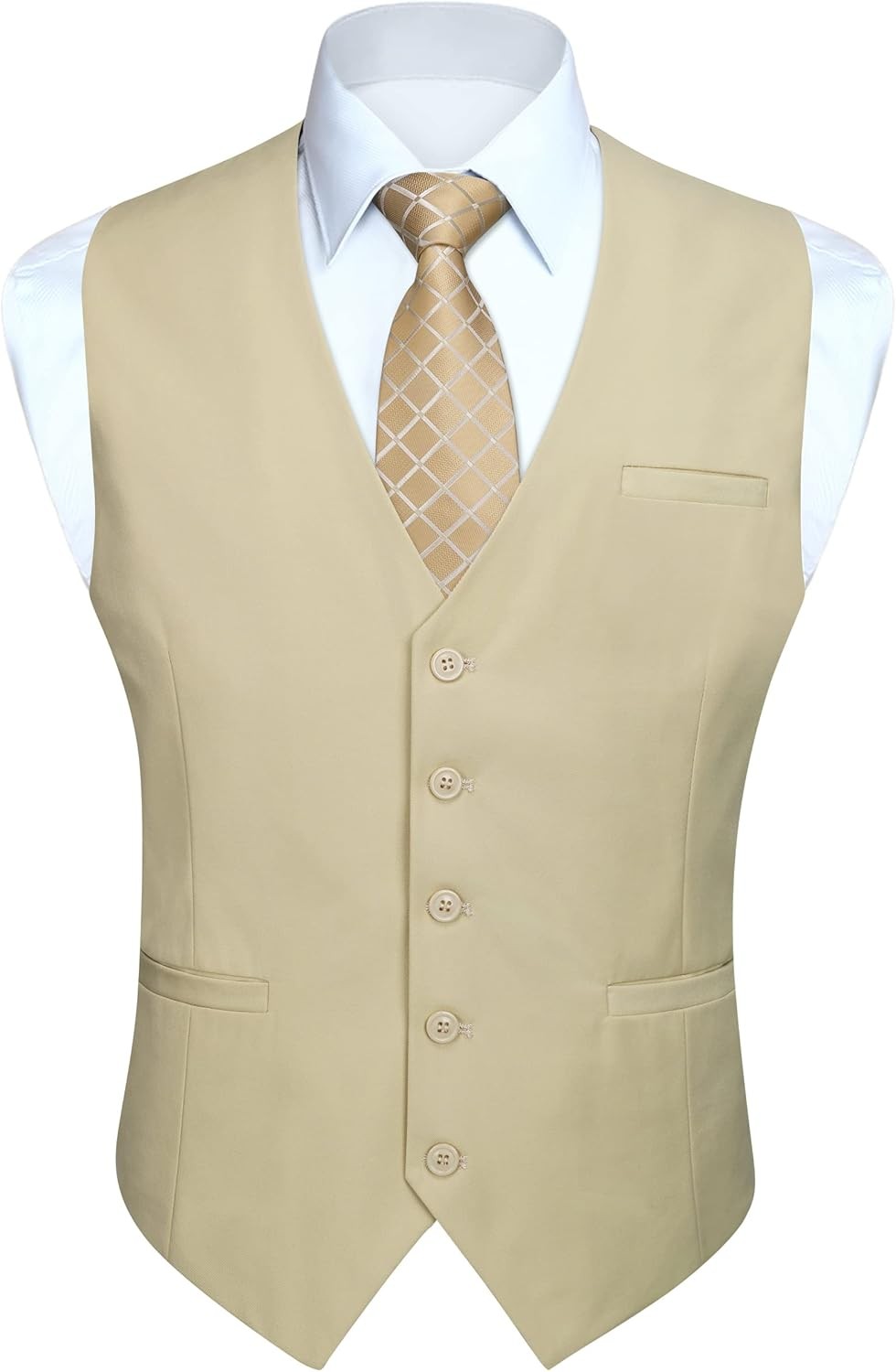 HISDERN Men Suit Vest Business Formal Dress Waistcoat Vest with 3 Pockets