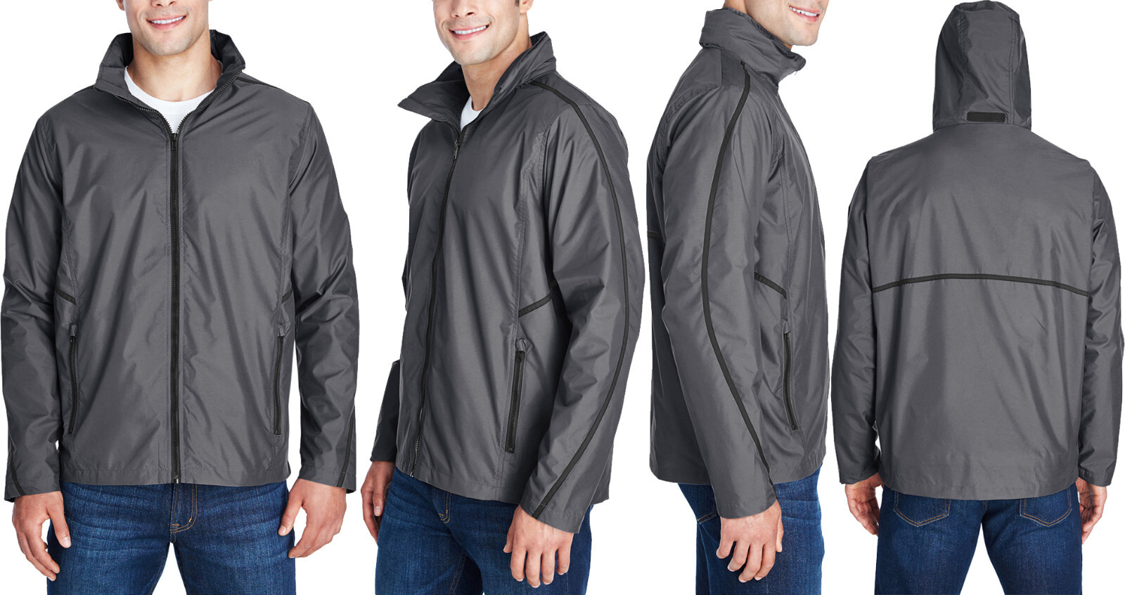 Mens Mesh Lined Abrasion, Wind, & Water Resistant Full Zip Jacket Hooded XS-4XL