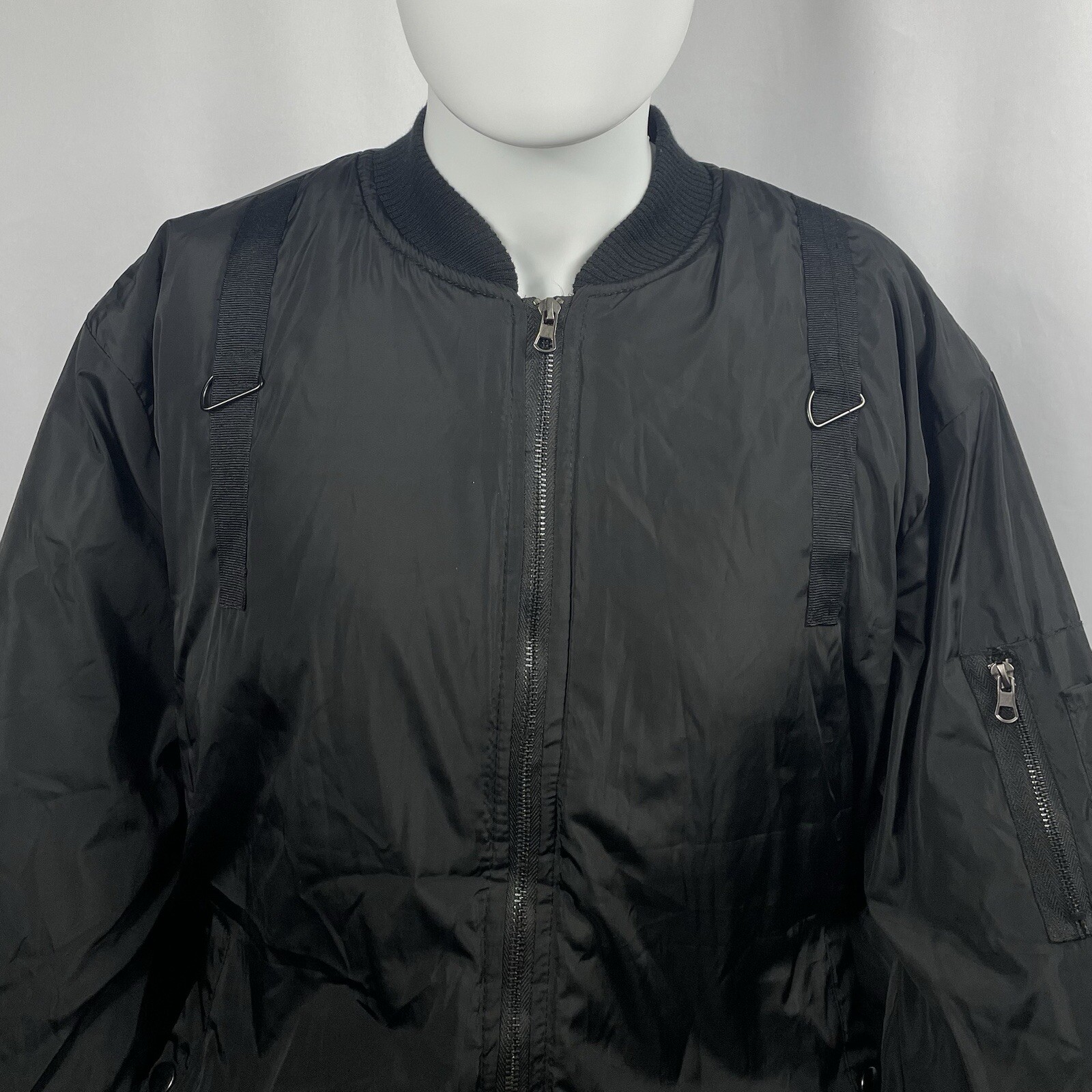 i5 Apparel United States Flag Men’s LARGE Black Full Zip Bomber Jacket NWT