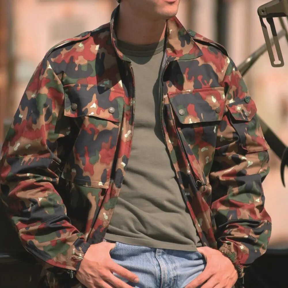 Genuine Swiss Camo M83 Field Jacket – Military Surplus Poly-cotton, Cool Camo