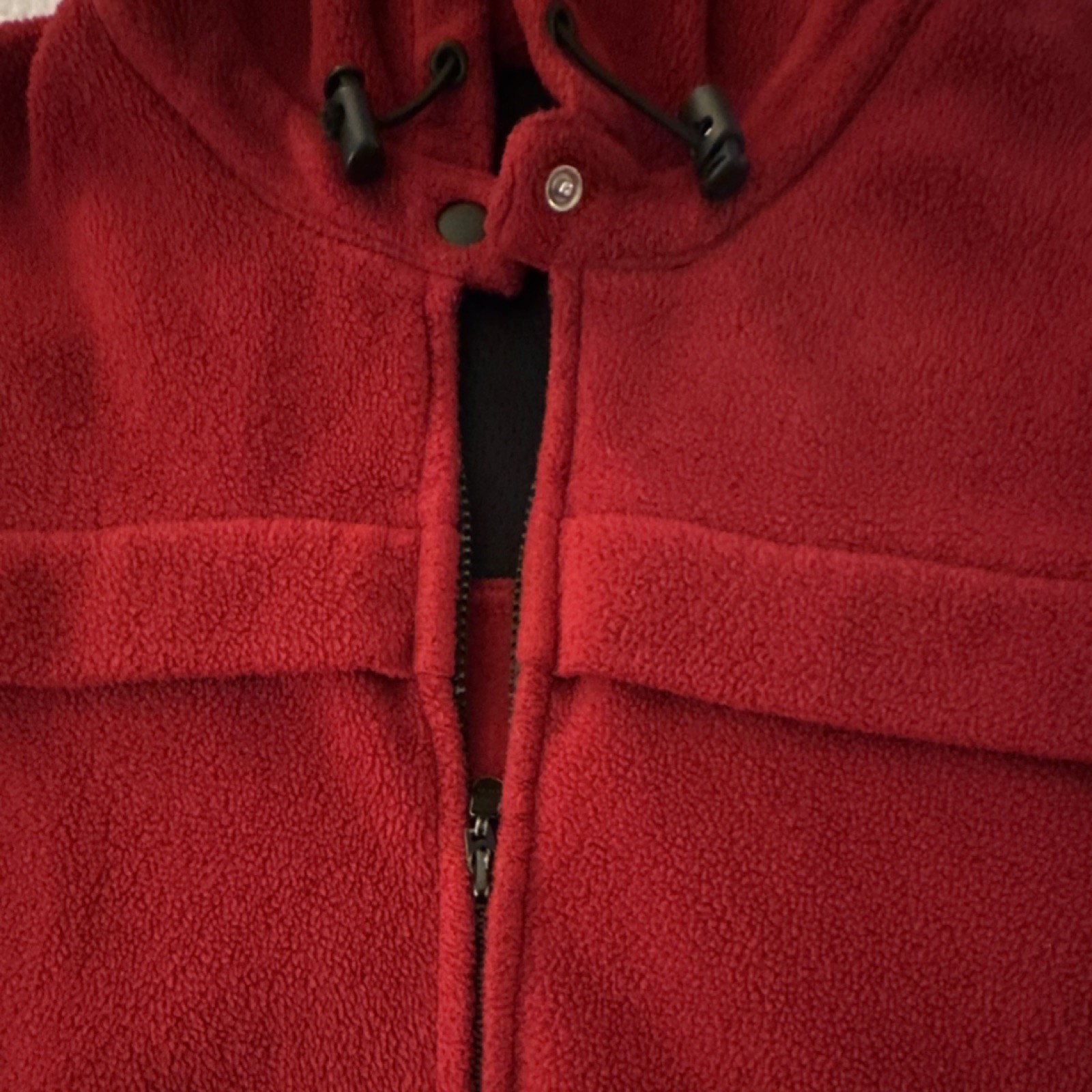 Red Hooded Full Zip Vest M Unisex Adults Pockets Short Length Casual Fall Winter